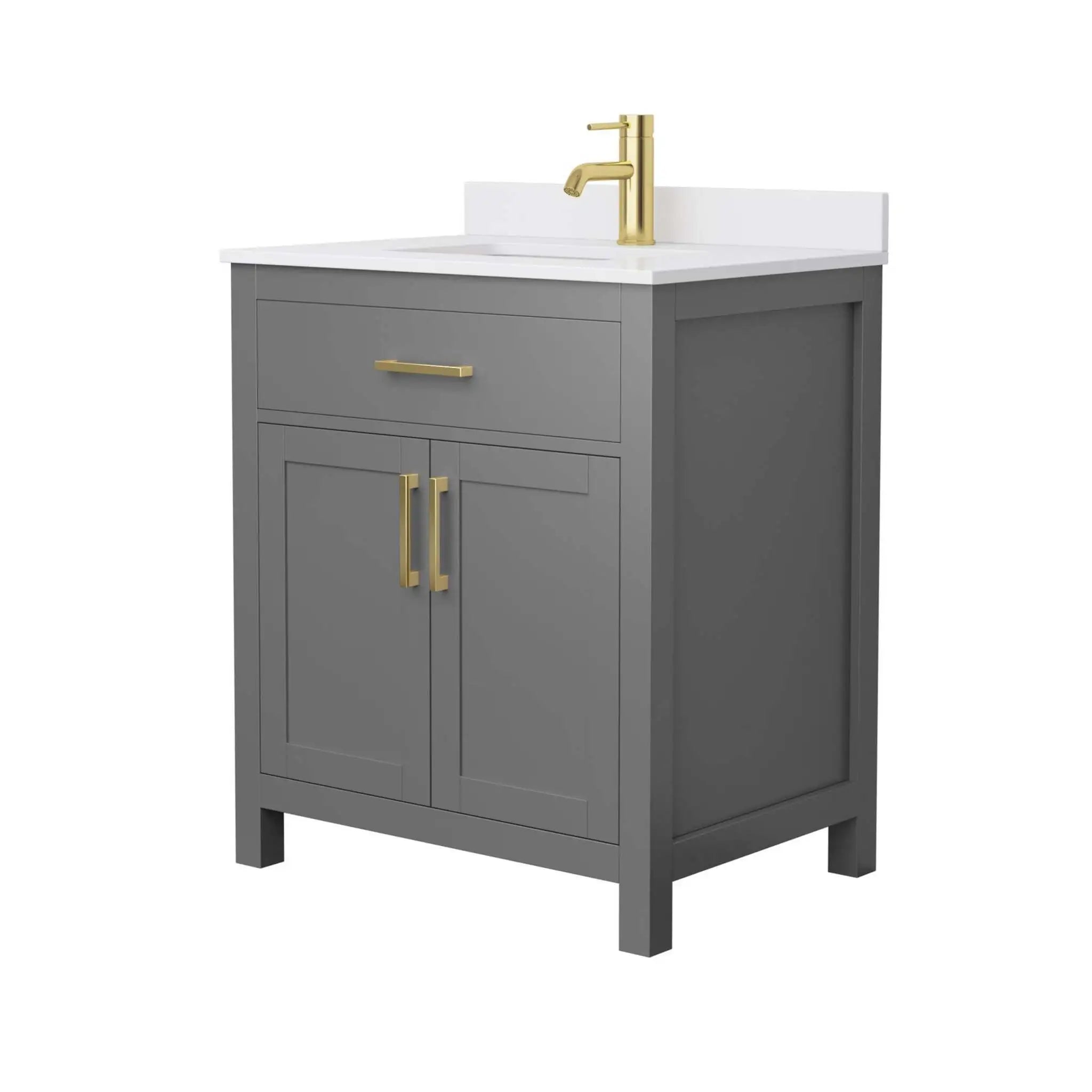 30" Beckett Single Bathroom Vanity in Dark Gray with Brushed Gold Trim by Wyndham