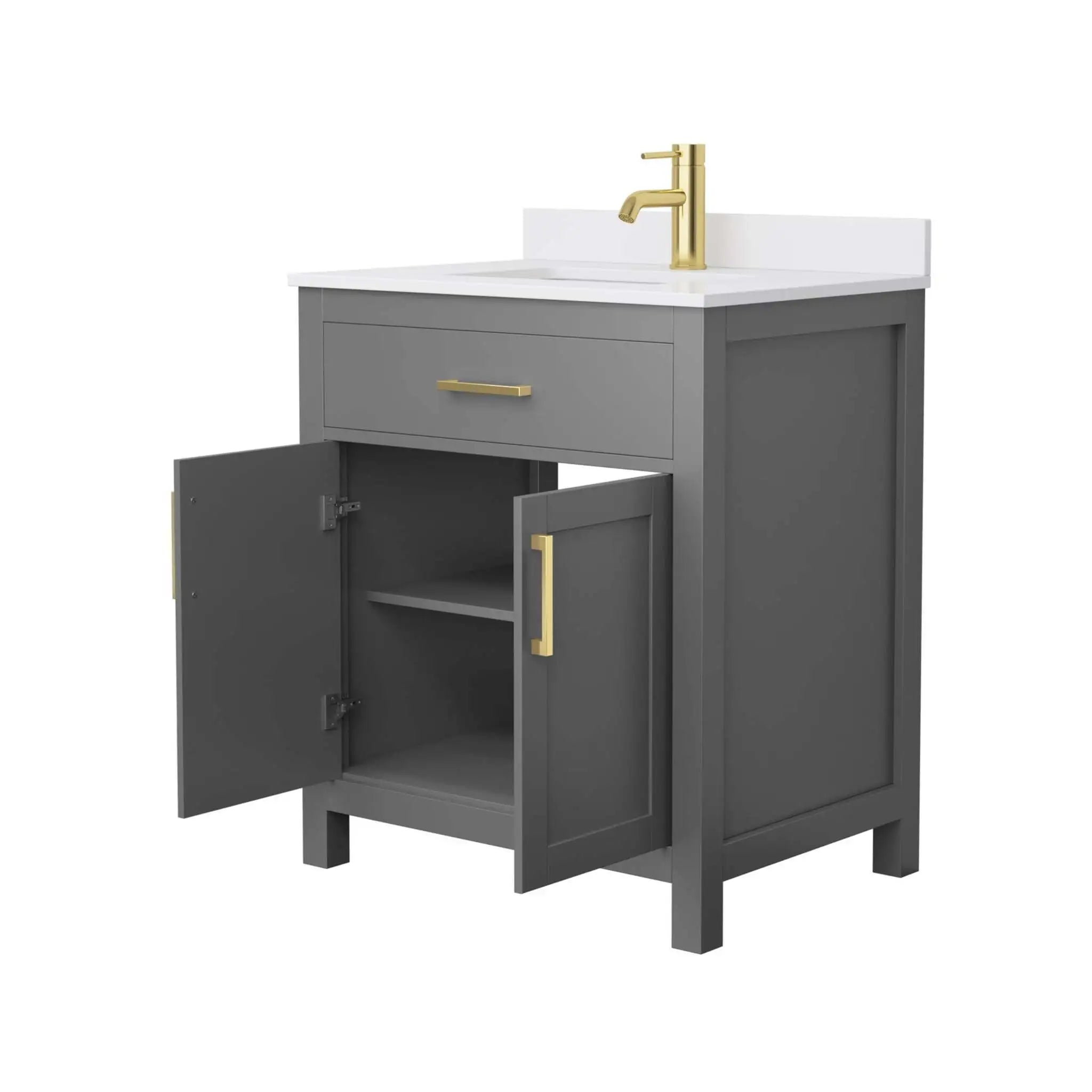30" Beckett Single Bathroom Vanity in Dark Gray with Brushed Gold Trim by Wyndham