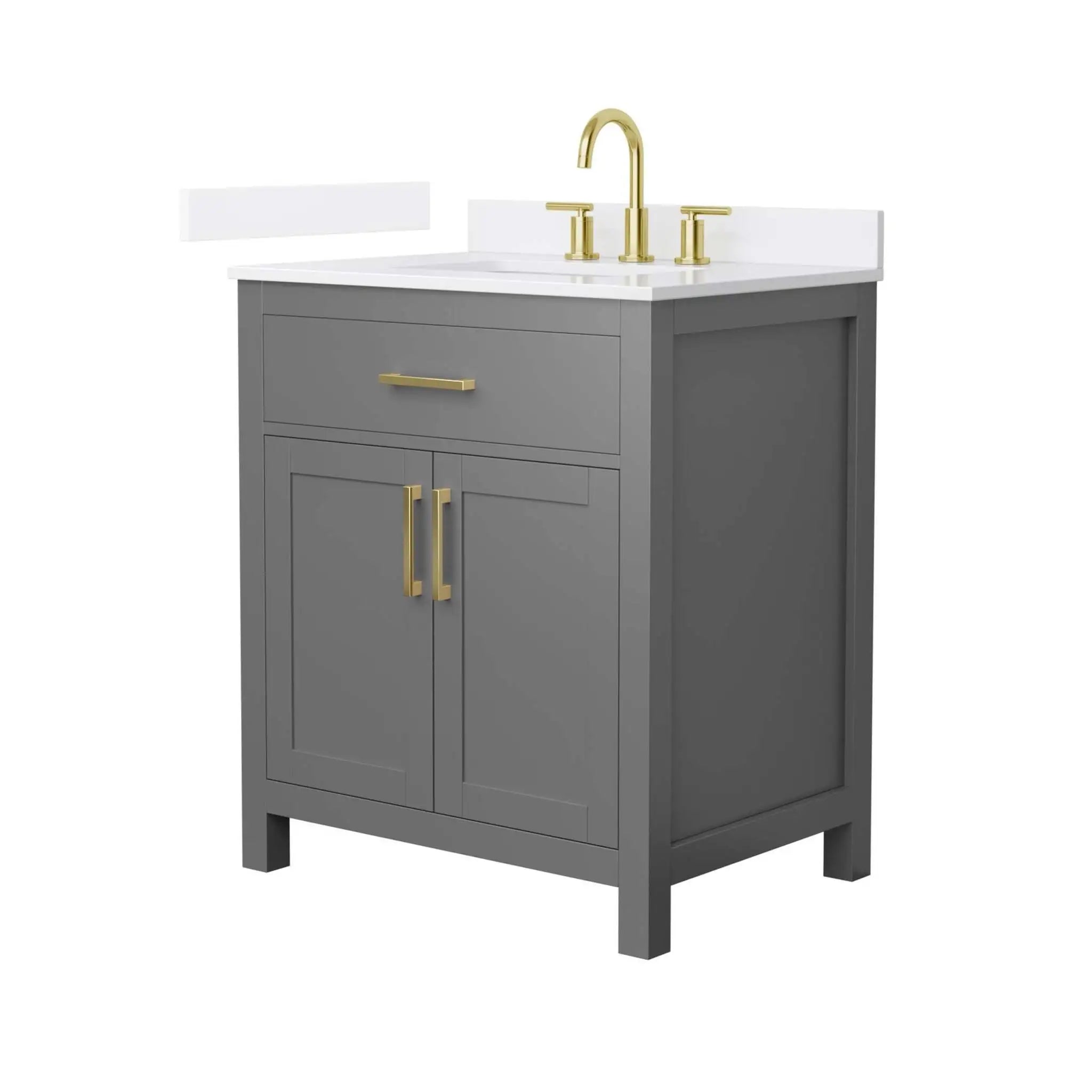 30" Beckett Single Bathroom Vanity in Dark Gray with Brushed Gold Trim by Wyndham