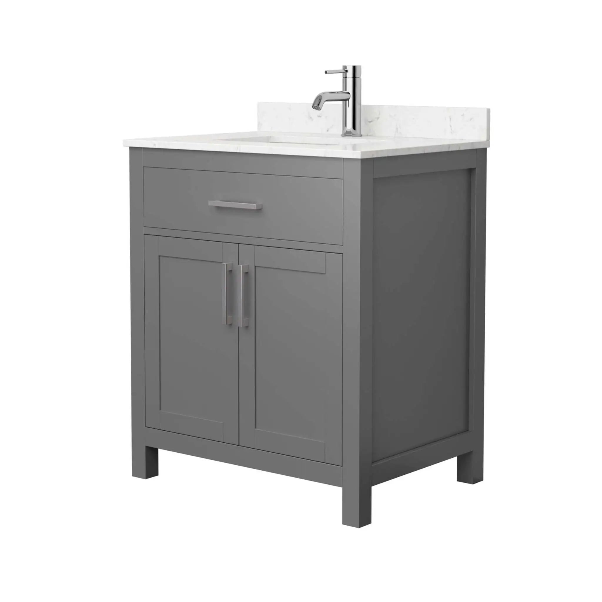 30" Beckett Single Bathroom Vanity in Dark Gray with Brushed Nickel Trim by Wyndham