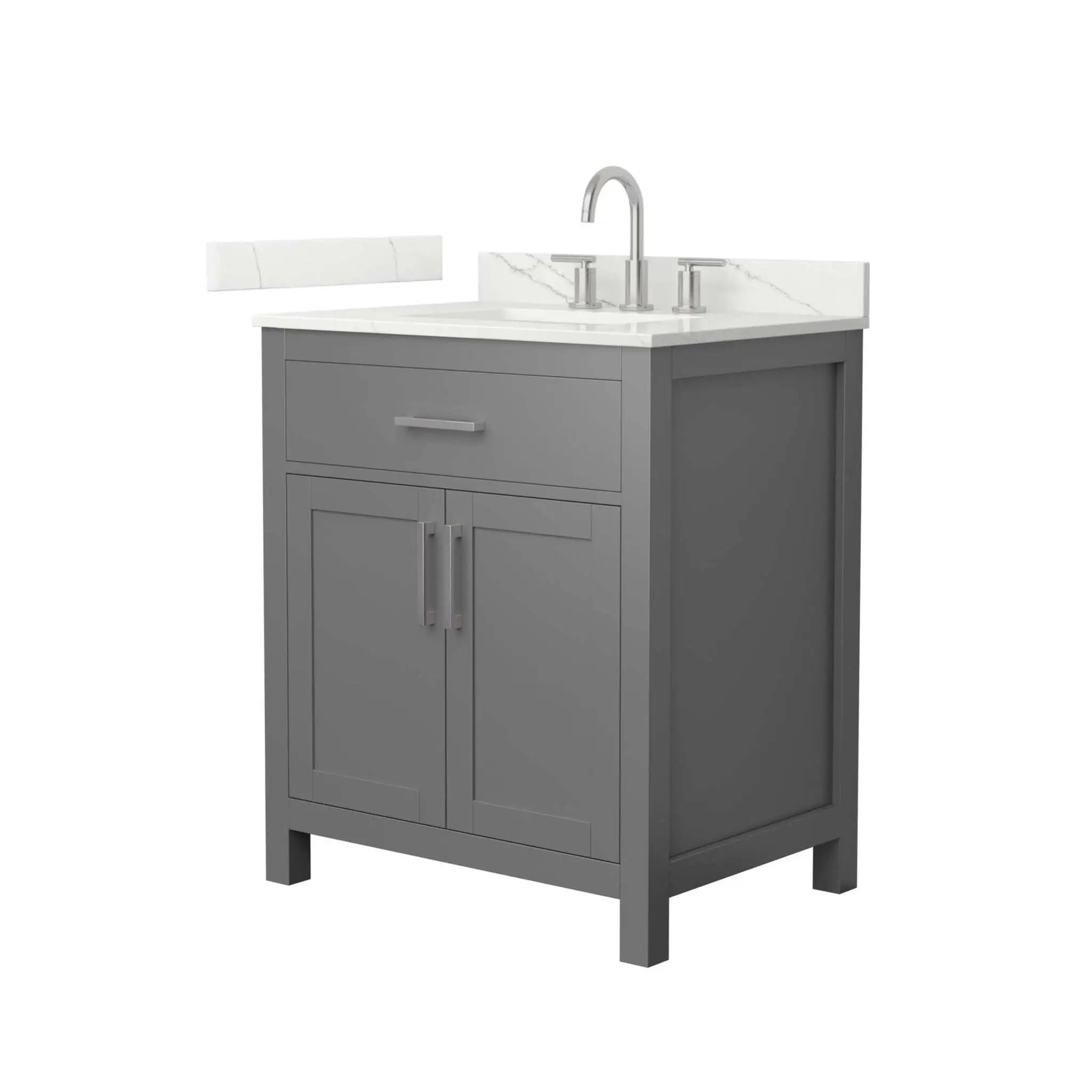 30" Beckett Single Bathroom Vanity in Dark Gray with Brushed Nickel Trim by Wyndham