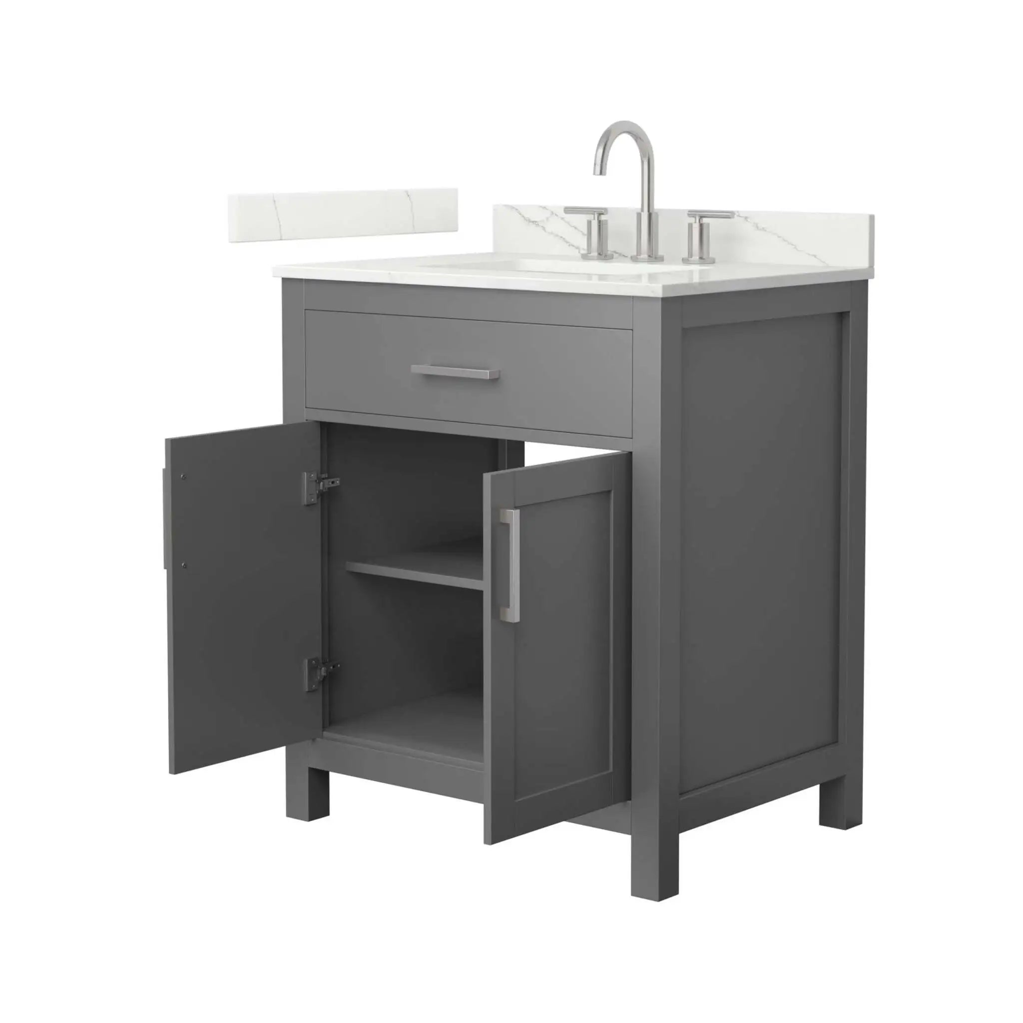 30" Beckett Single Bathroom Vanity in Dark Gray with Brushed Nickel Trim by Wyndham
