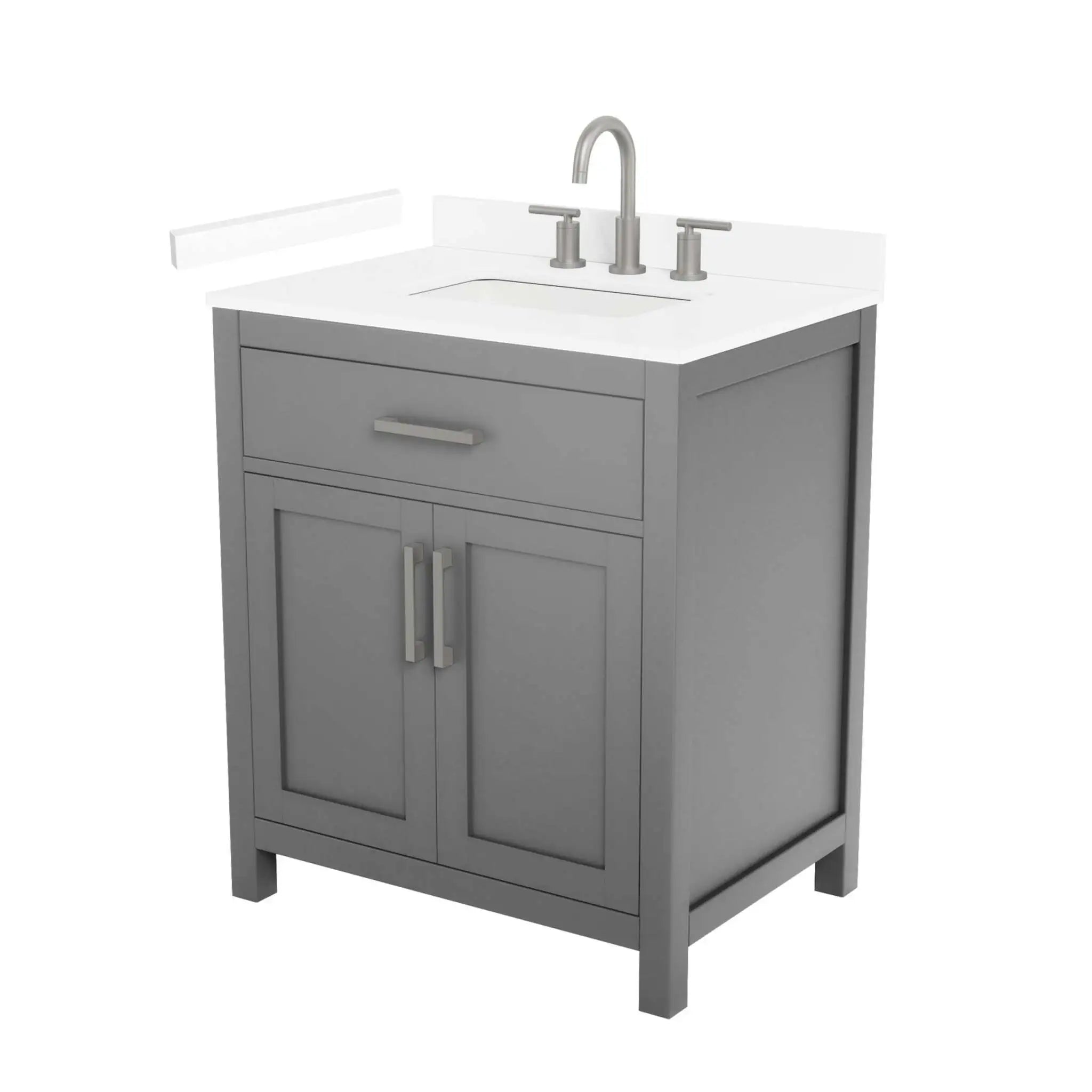 30" Beckett Single Bathroom Vanity in Dark Gray with Brushed Nickel Trim by Wyndham