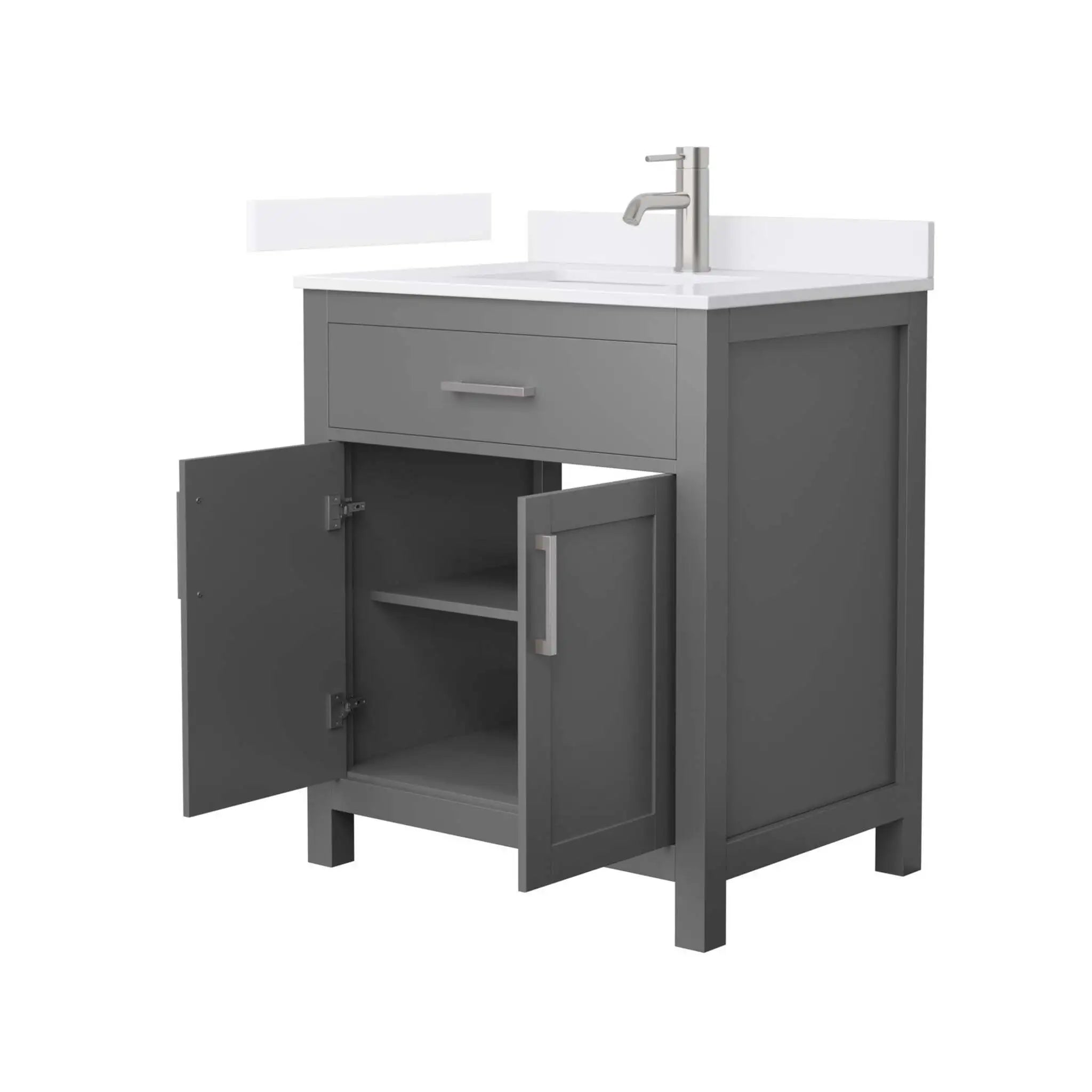 30" Beckett Single Bathroom Vanity in Dark Gray with Brushed Nickel Trim by Wyndham