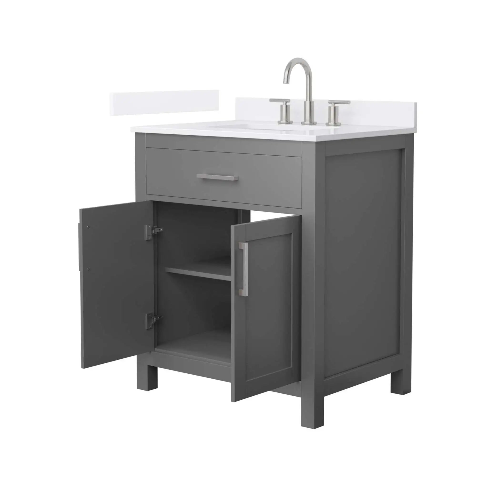 30" Beckett Single Bathroom Vanity in Dark Gray with Brushed Nickel Trim by Wyndham