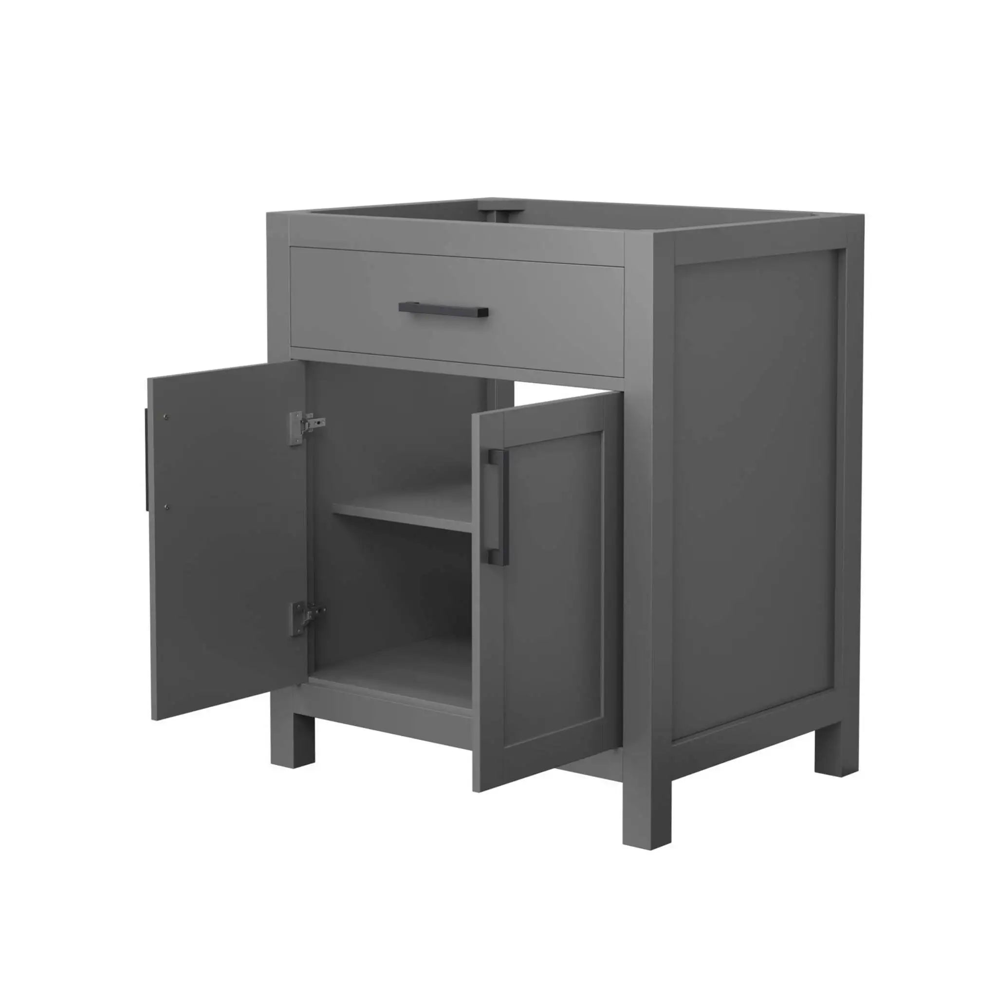 30" Beckett Single Bathroom Vanity in Dark Gray with Matte Black Trim by Wyndham