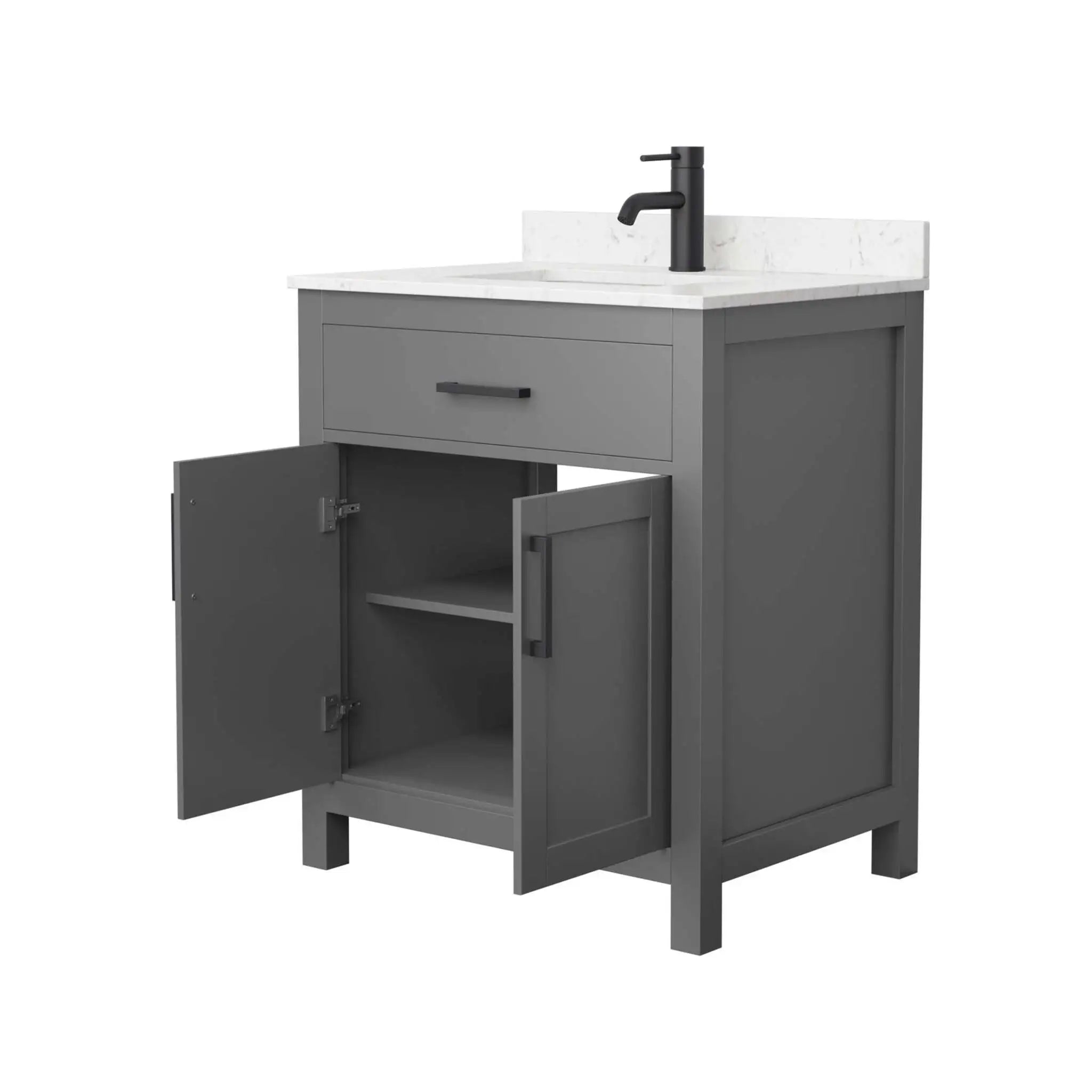 30" Beckett Single Bathroom Vanity in Dark Gray with Matte Black Trim by Wyndham