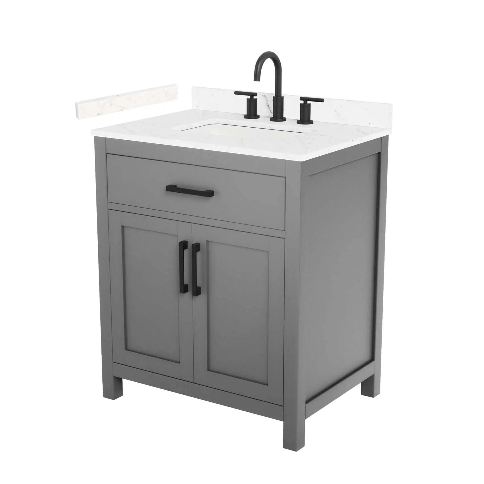 30" Beckett Single Bathroom Vanity in Dark Gray with Matte Black Trim by Wyndham