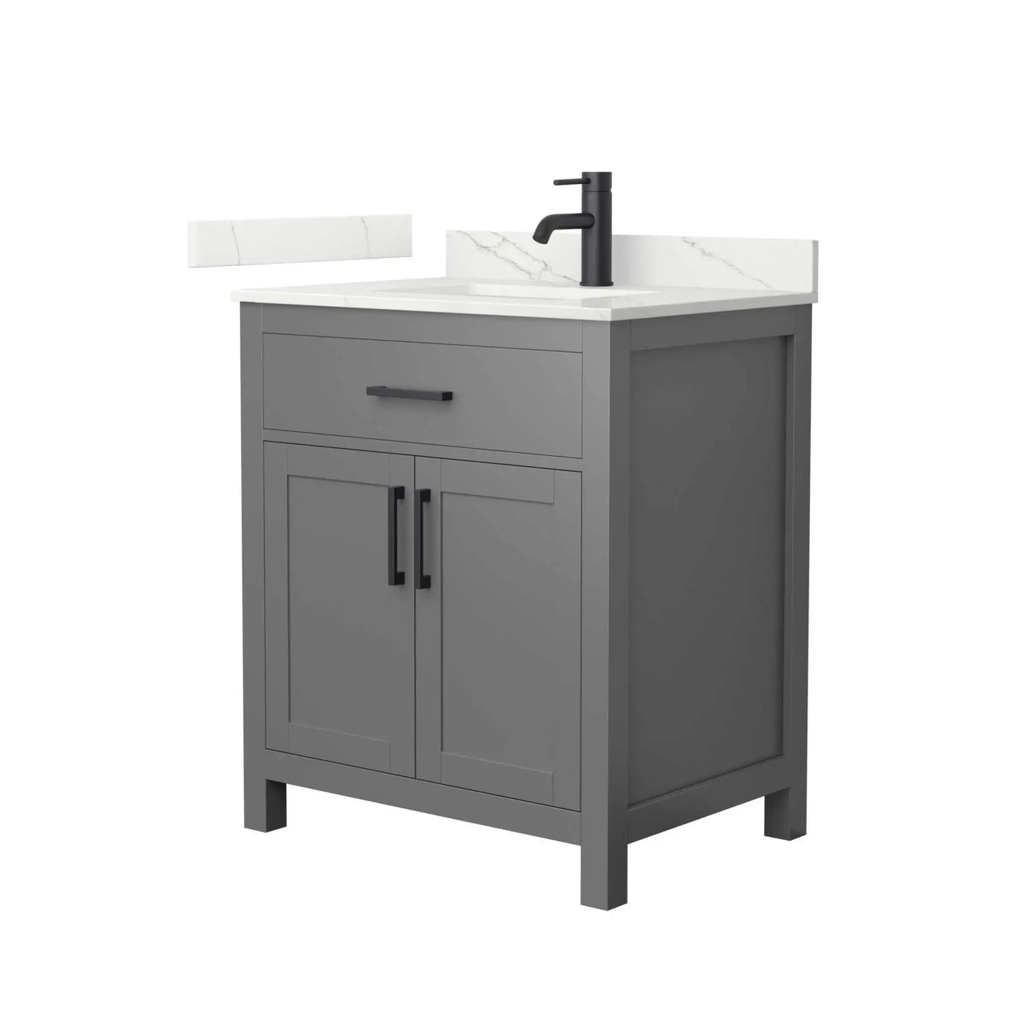 30" Beckett Single Bathroom Vanity in Dark Gray with Matte Black Trim by Wyndham