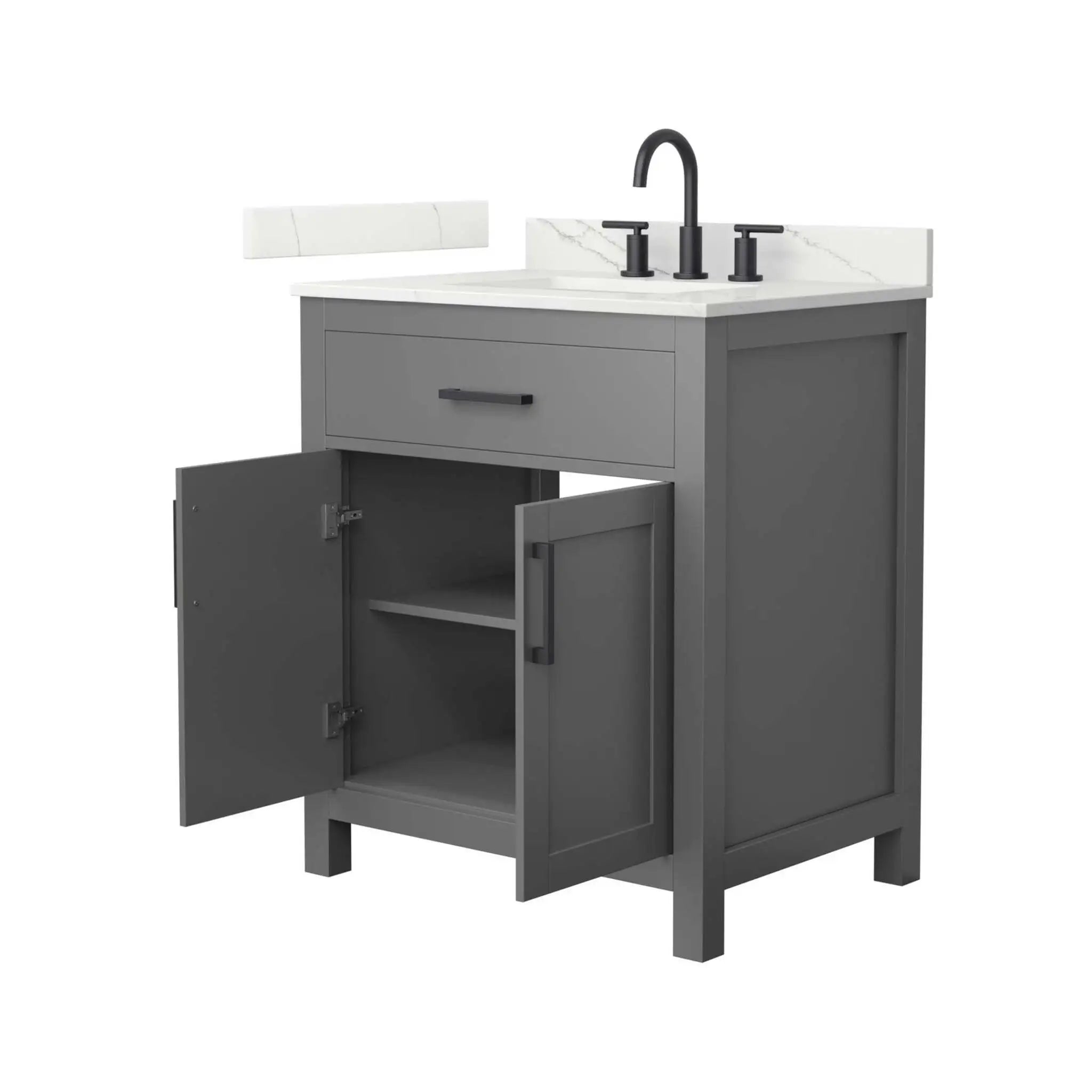 30" Beckett Single Bathroom Vanity in Dark Gray with Matte Black Trim by Wyndham