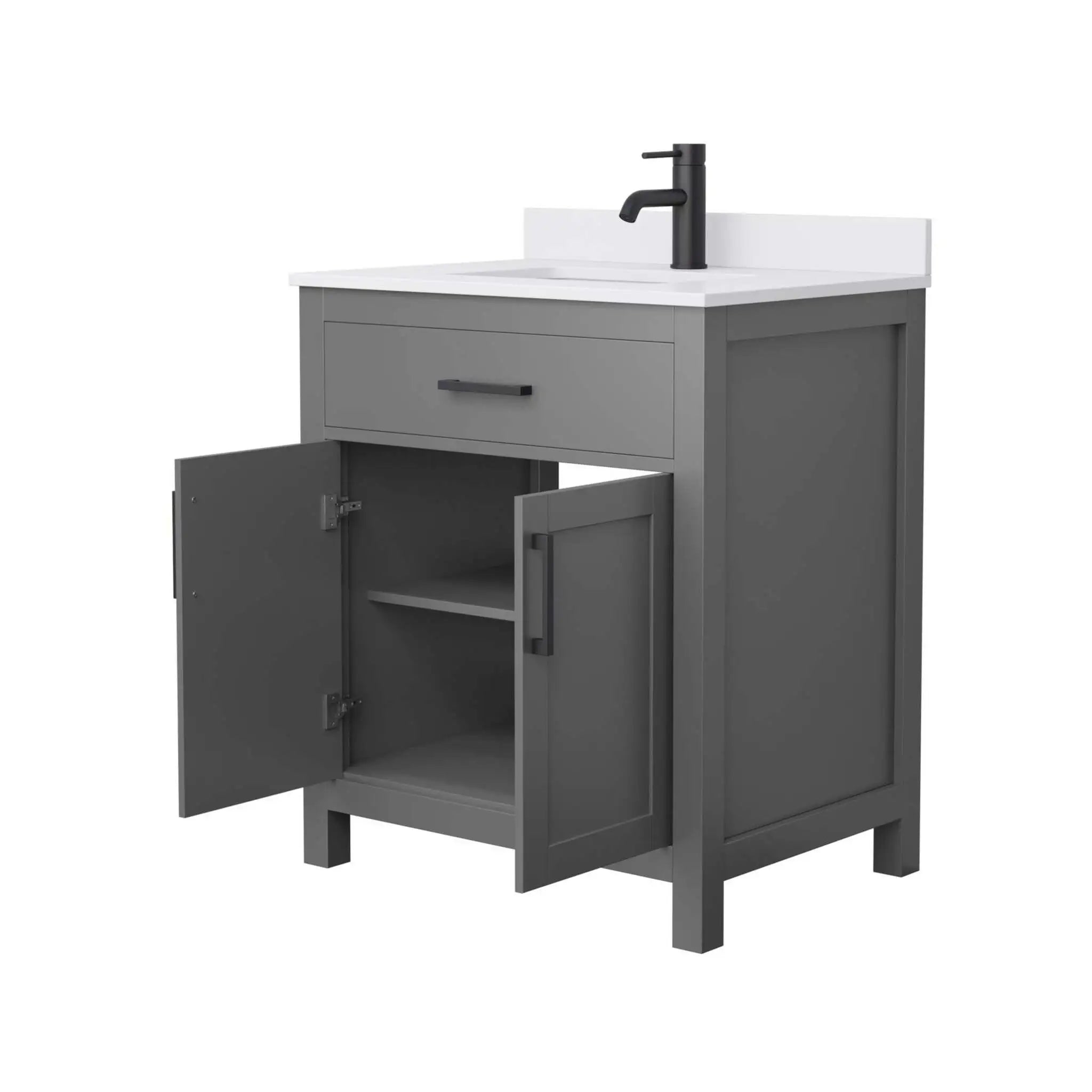 30" Beckett Single Bathroom Vanity in Dark Gray with Matte Black Trim by Wyndham