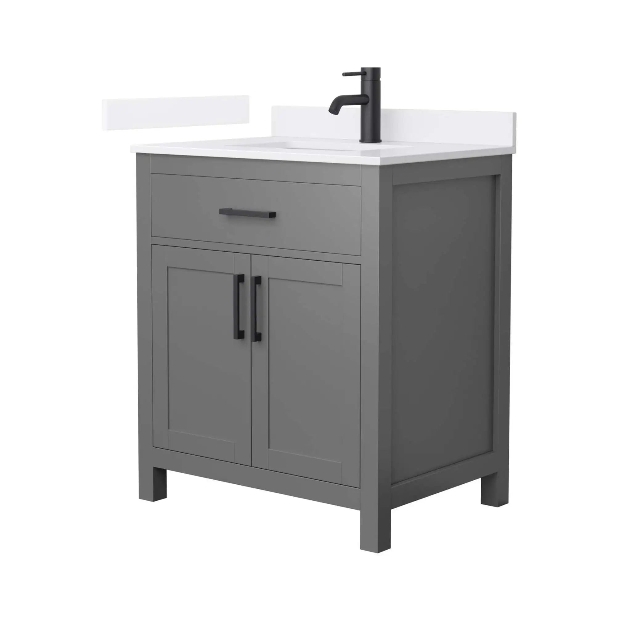 30" Beckett Single Bathroom Vanity in Dark Gray with Matte Black Trim by Wyndham