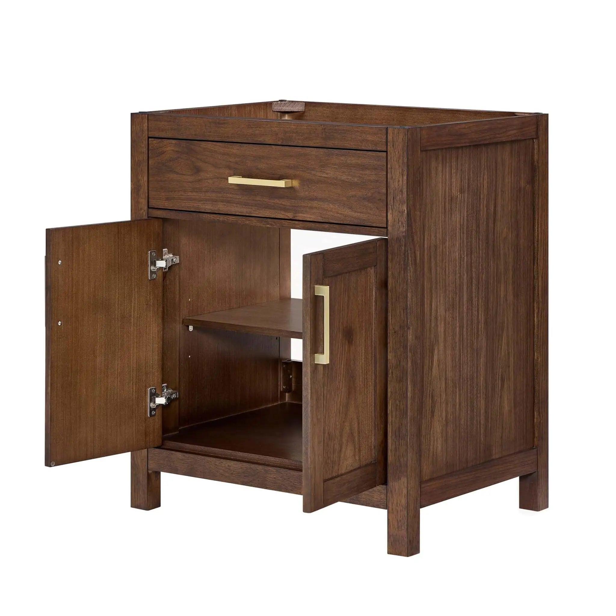 30" Beckett Single Bathroom Vanity in Dark Walnut with Brushed Gold Trim by Wyndham
