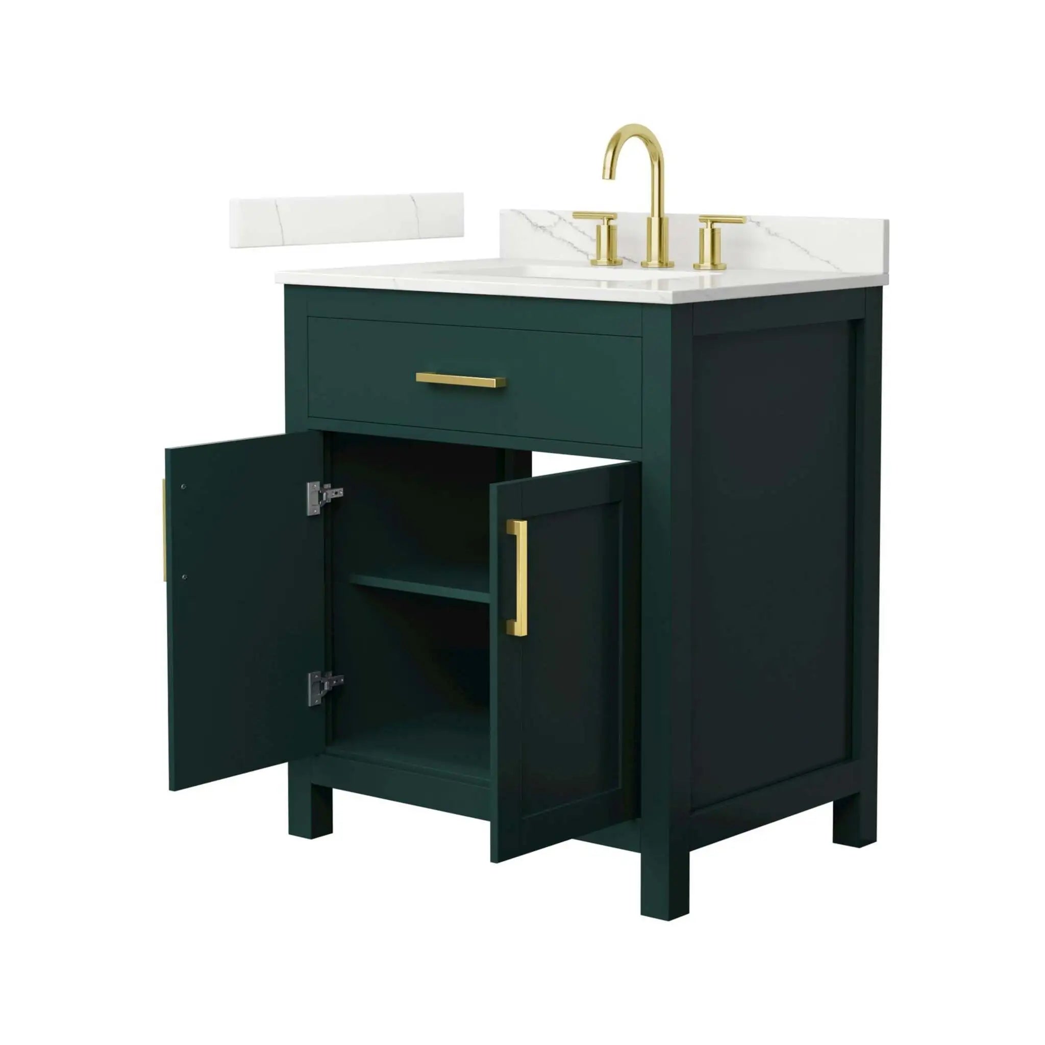 30" Beckett Single Bathroom Vanity in Green with Brushed Gold Trim by Wyndham