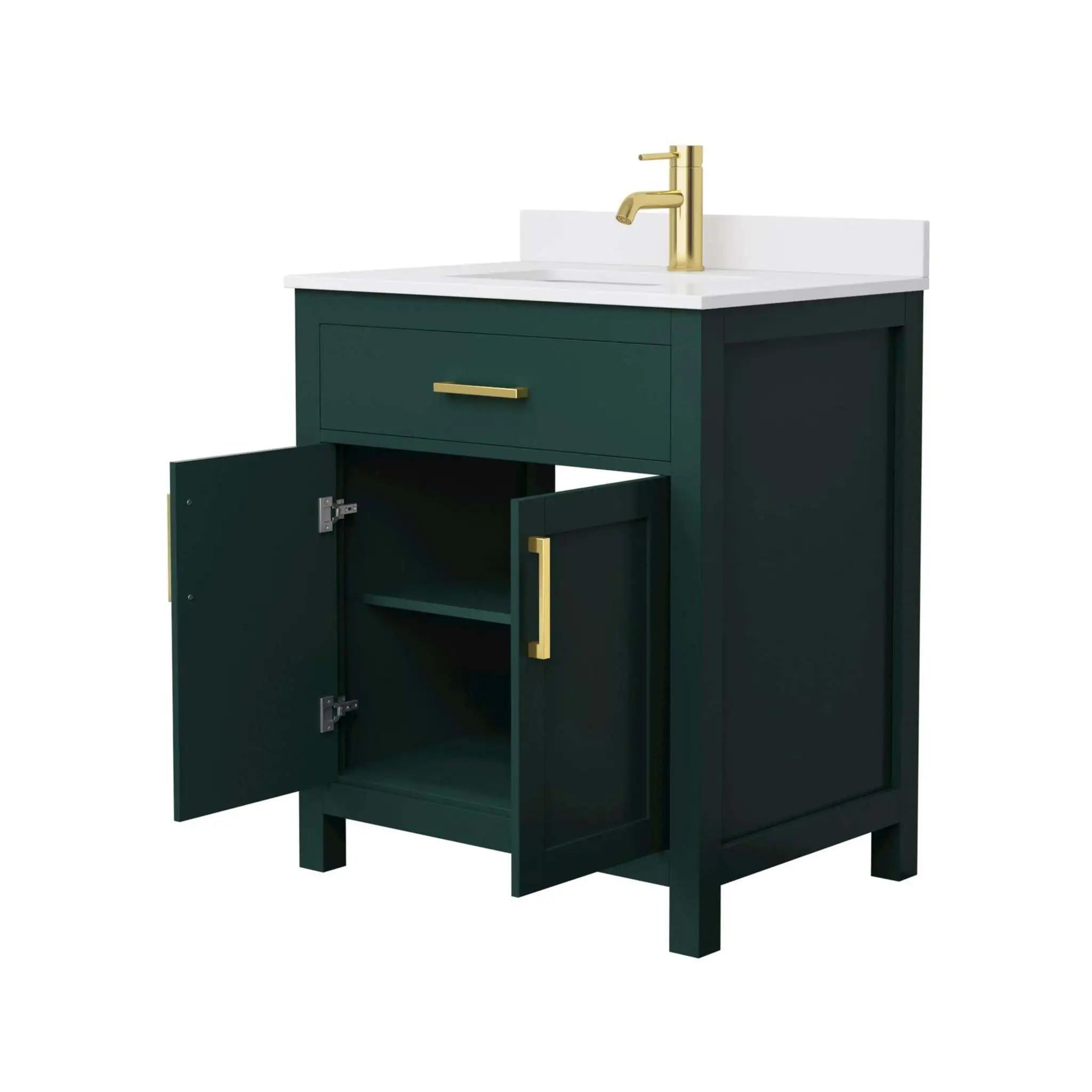 30" Beckett Single Bathroom Vanity in Green with Brushed Gold Trim by Wyndham