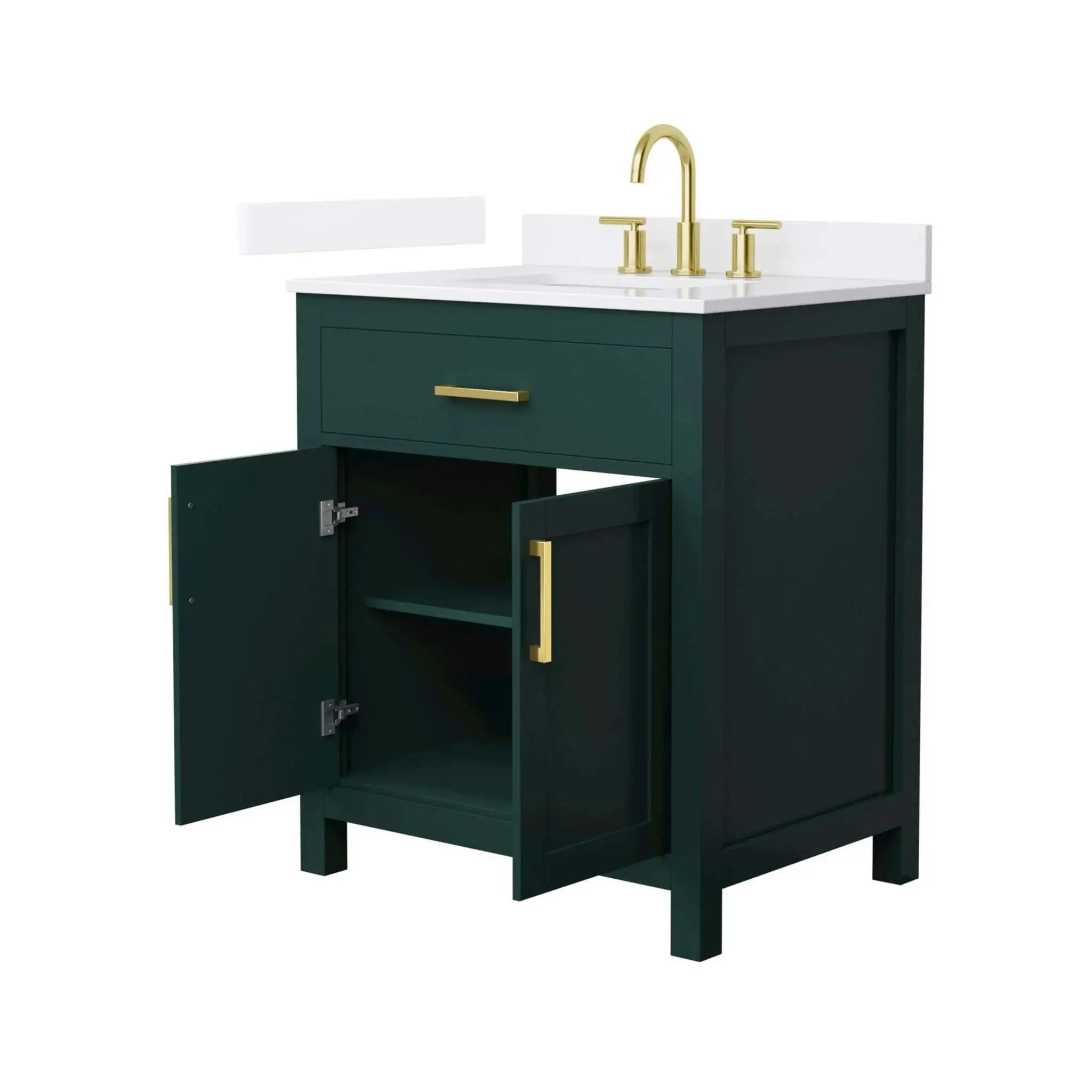 30" Beckett Single Bathroom Vanity in Green with Brushed Gold Trim by Wyndham