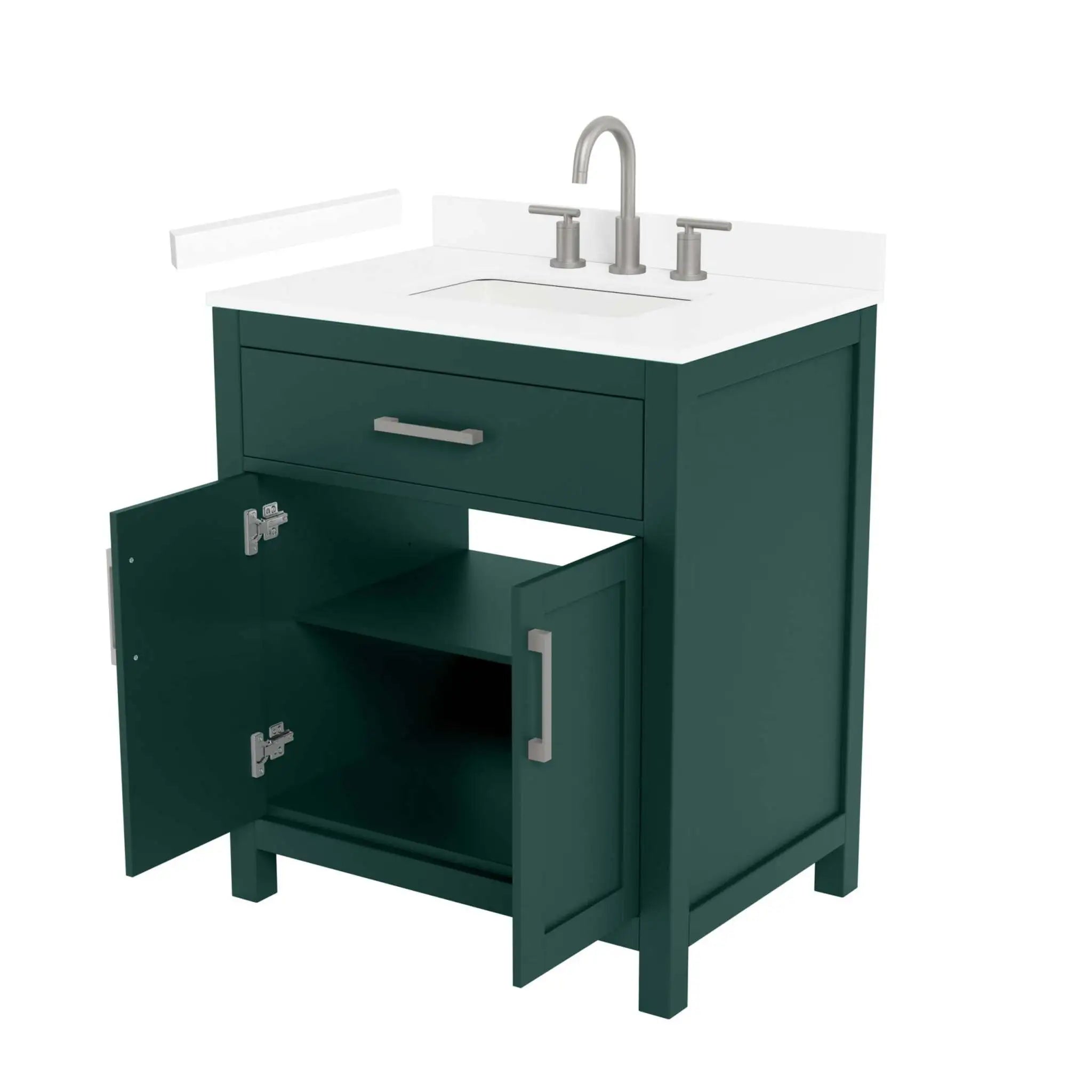 30" Beckett Single Bathroom Vanity in Green with Brushed Nickel Trim by Wyndham