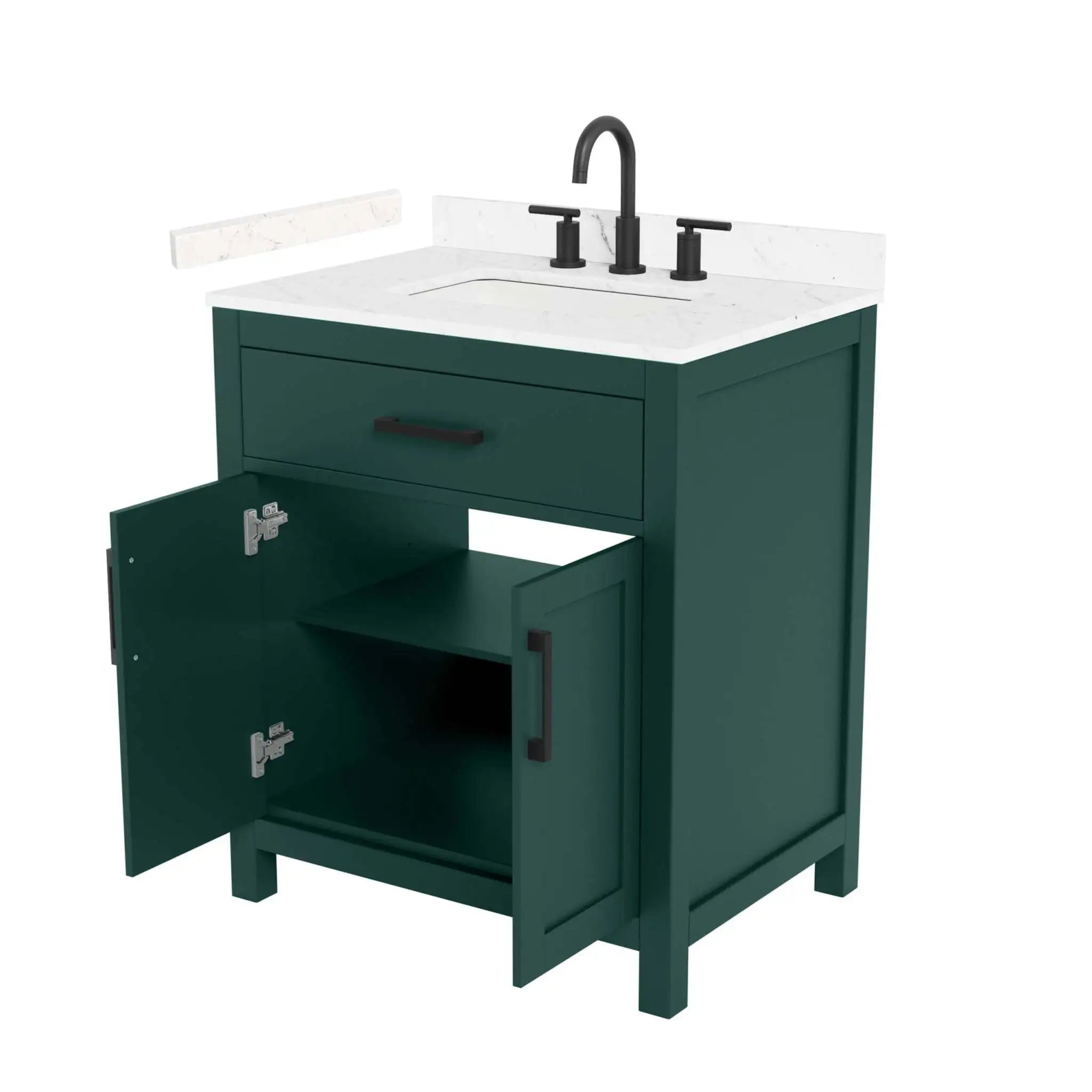 30" Beckett Single Bathroom Vanity in Green with Matte Black Trim by Wyndham