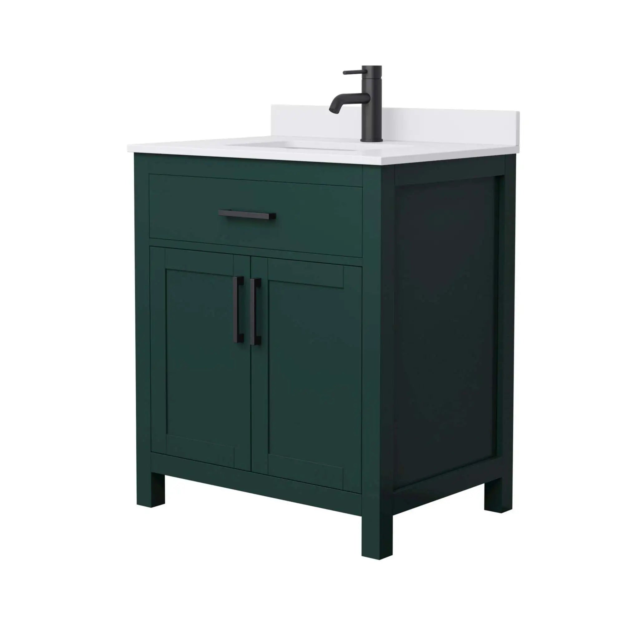 30" Beckett Single Bathroom Vanity in Green with Matte Black Trim by Wyndham