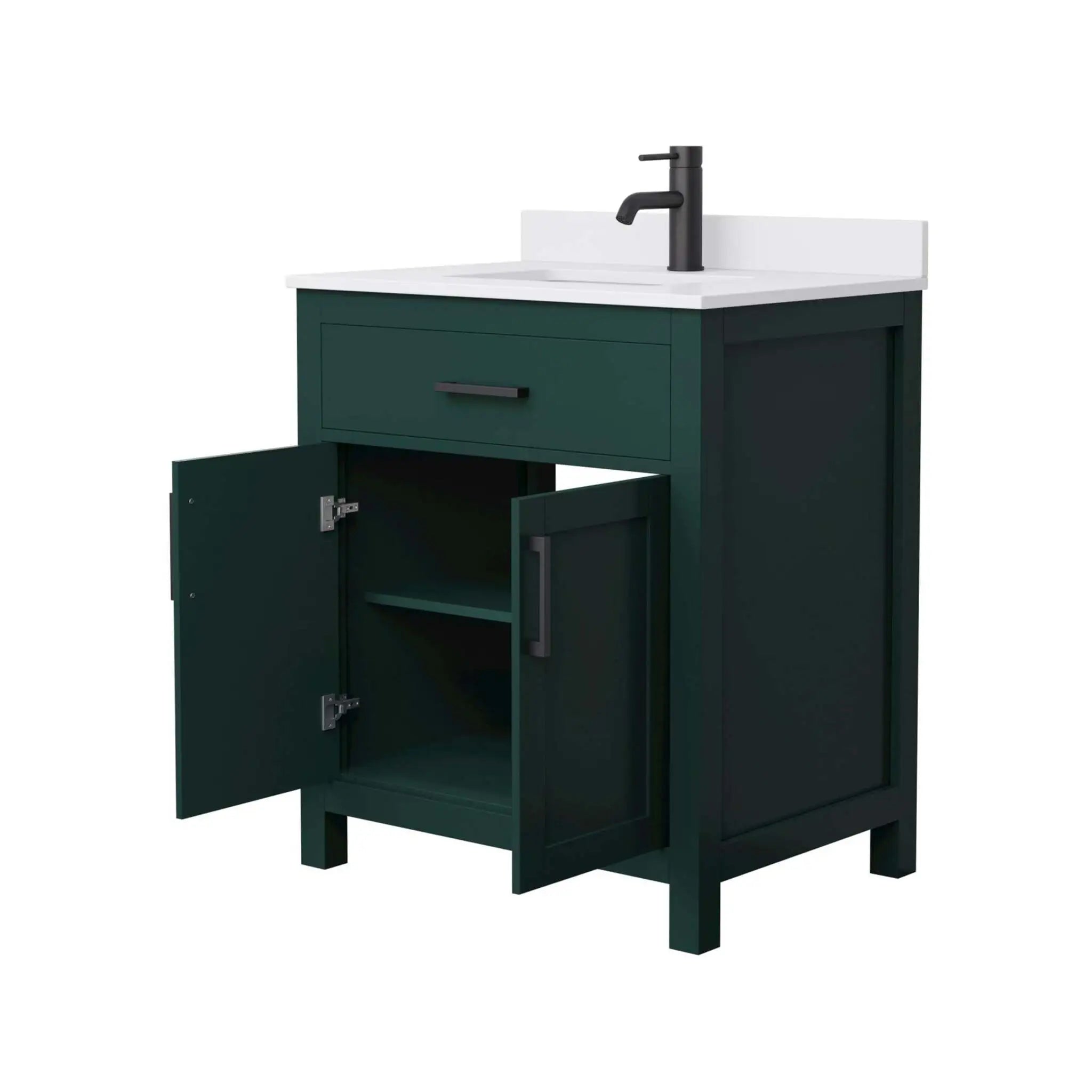30" Beckett Single Bathroom Vanity in Green with Matte Black Trim by Wyndham
