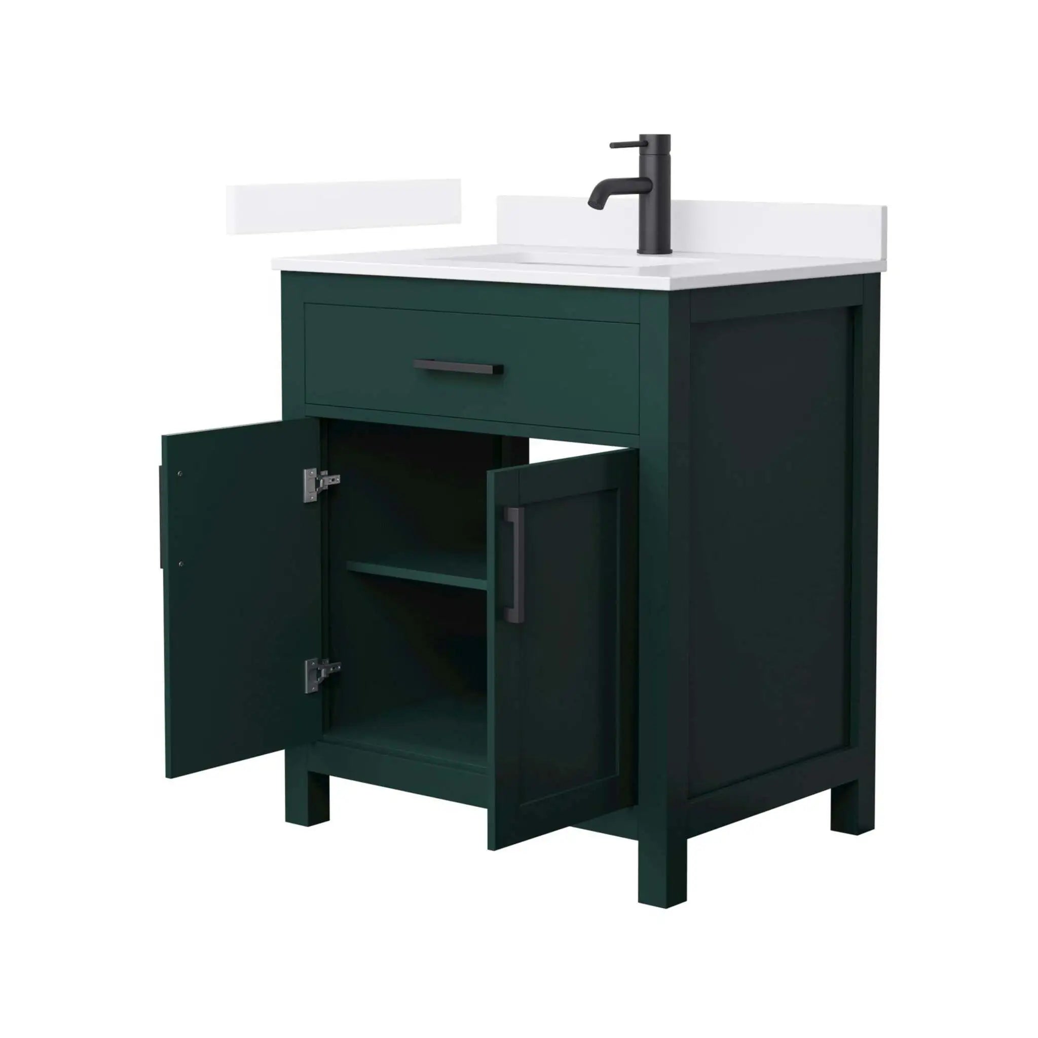 30" Beckett Single Bathroom Vanity in Green with Matte Black Trim by Wyndham