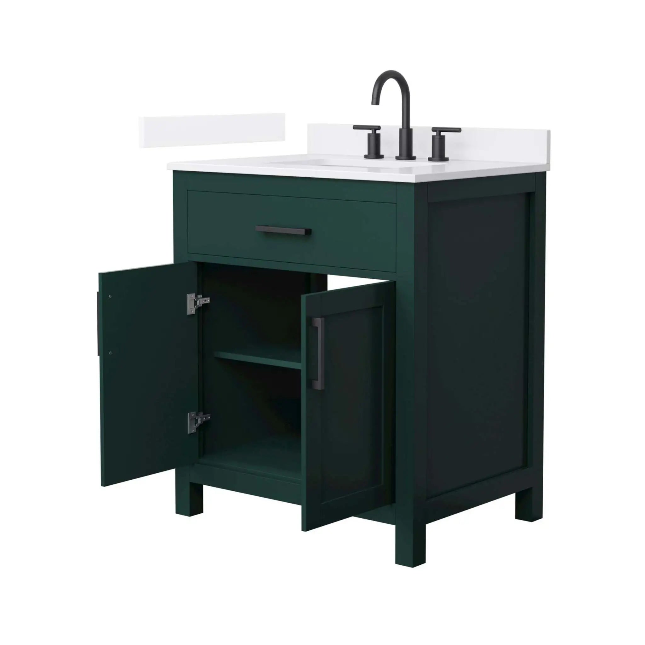 30" Beckett Single Bathroom Vanity in Green with Matte Black Trim by Wyndham