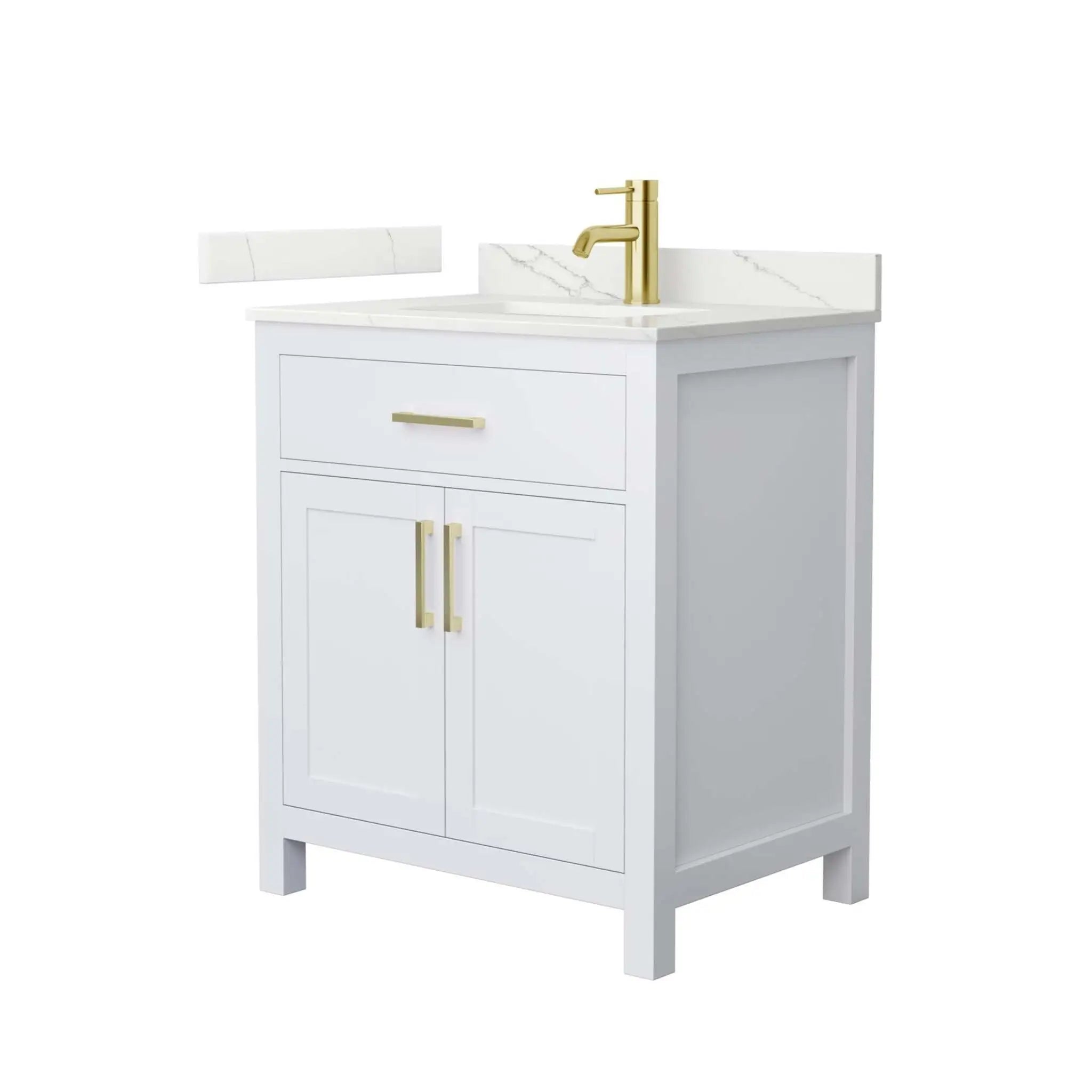 30" Beckett Single Bathroom Vanity in White with Brushed Gold Trim by Wyndham