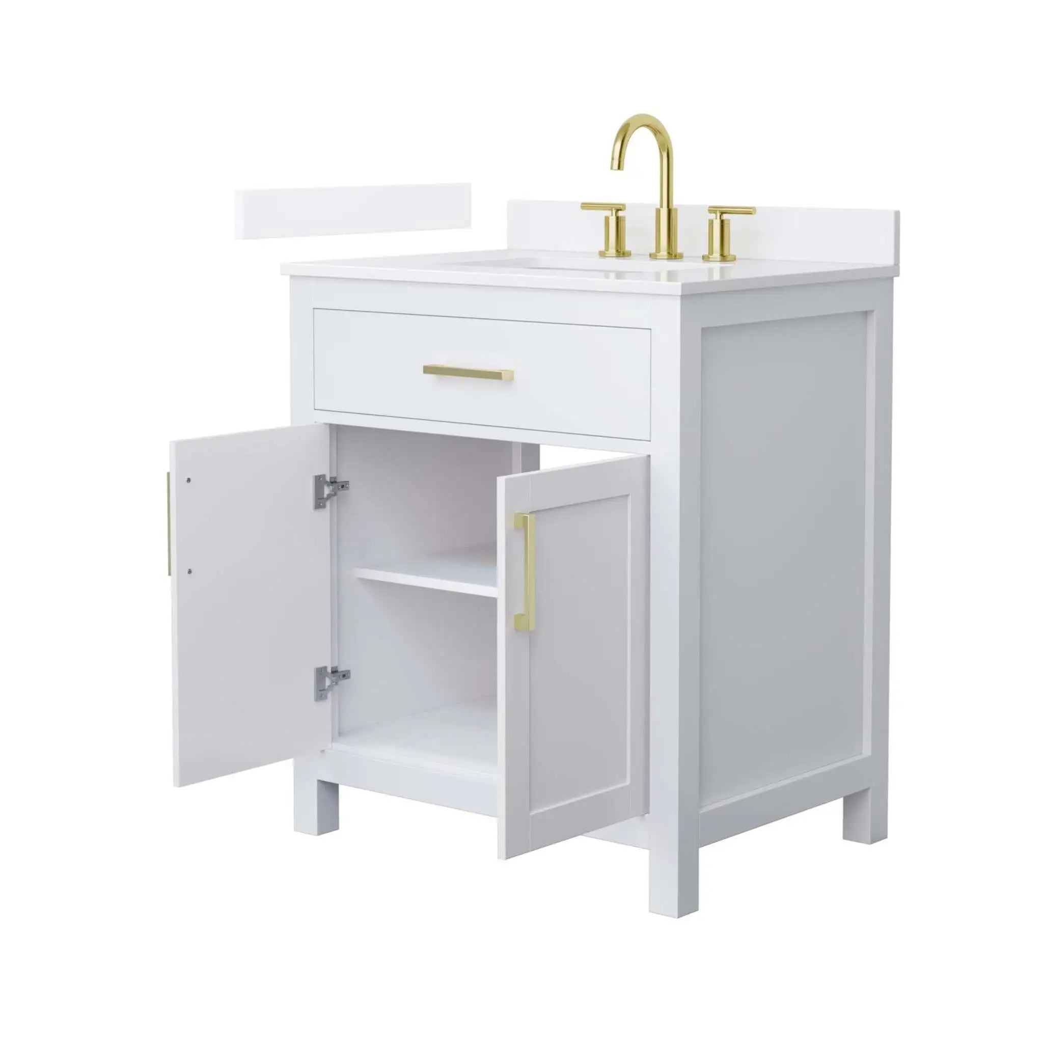 30" Beckett Single Bathroom Vanity in White with Brushed Gold Trim by Wyndham
