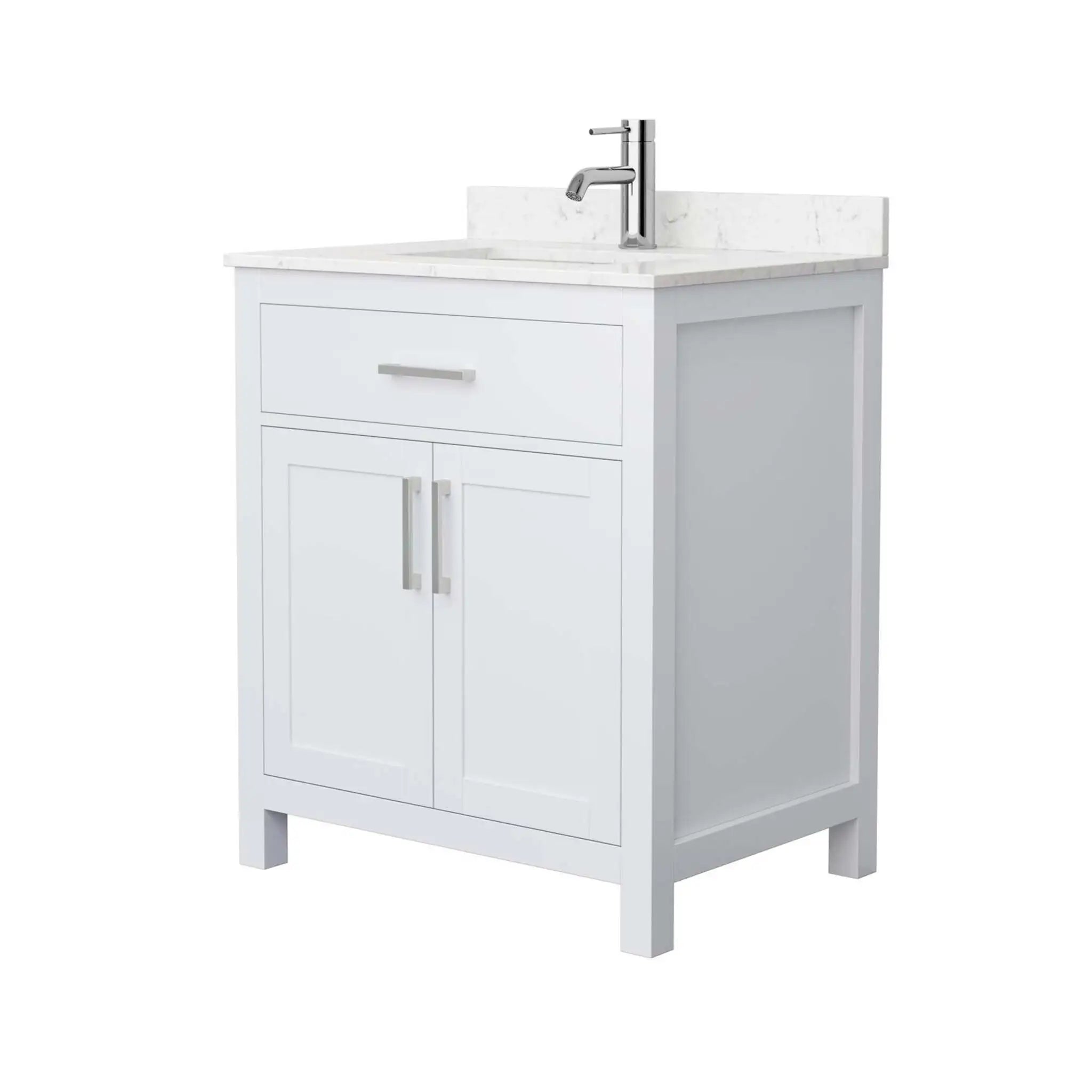 30" Beckett Single Bathroom Vanity in White with Brushed Nickel Trim by Wyndham