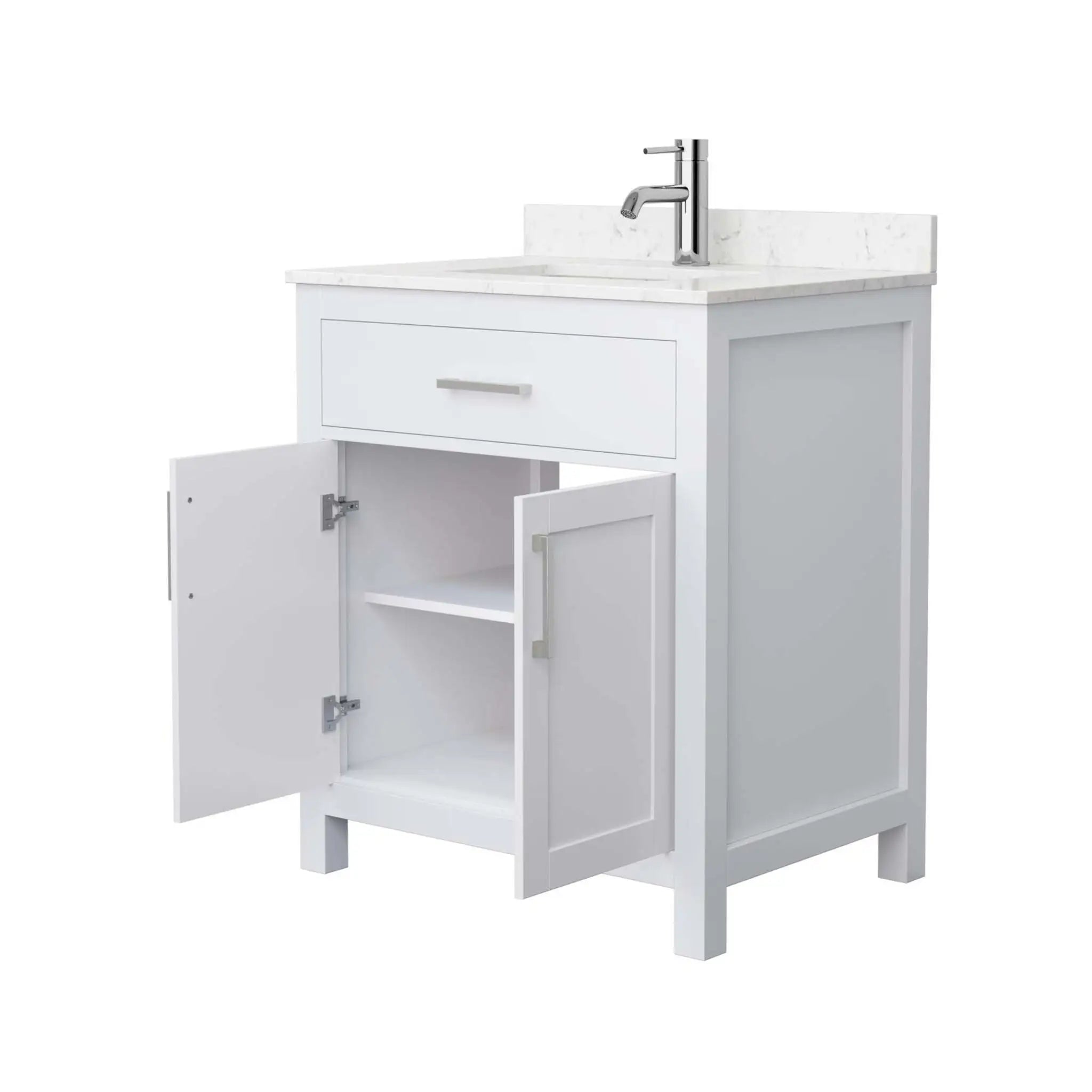 30" Beckett Single Bathroom Vanity in White with Brushed Nickel Trim by Wyndham