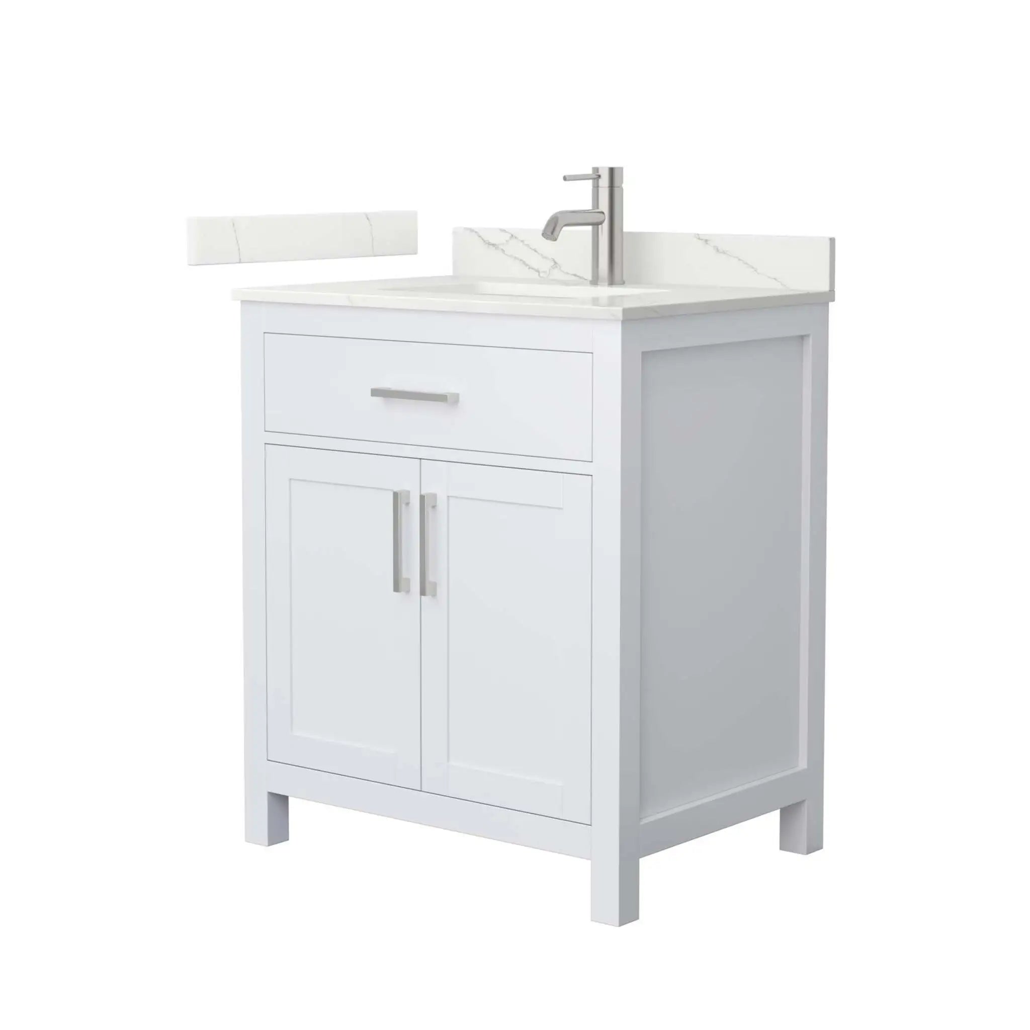 30" Beckett Single Bathroom Vanity in White with Brushed Nickel Trim by Wyndham