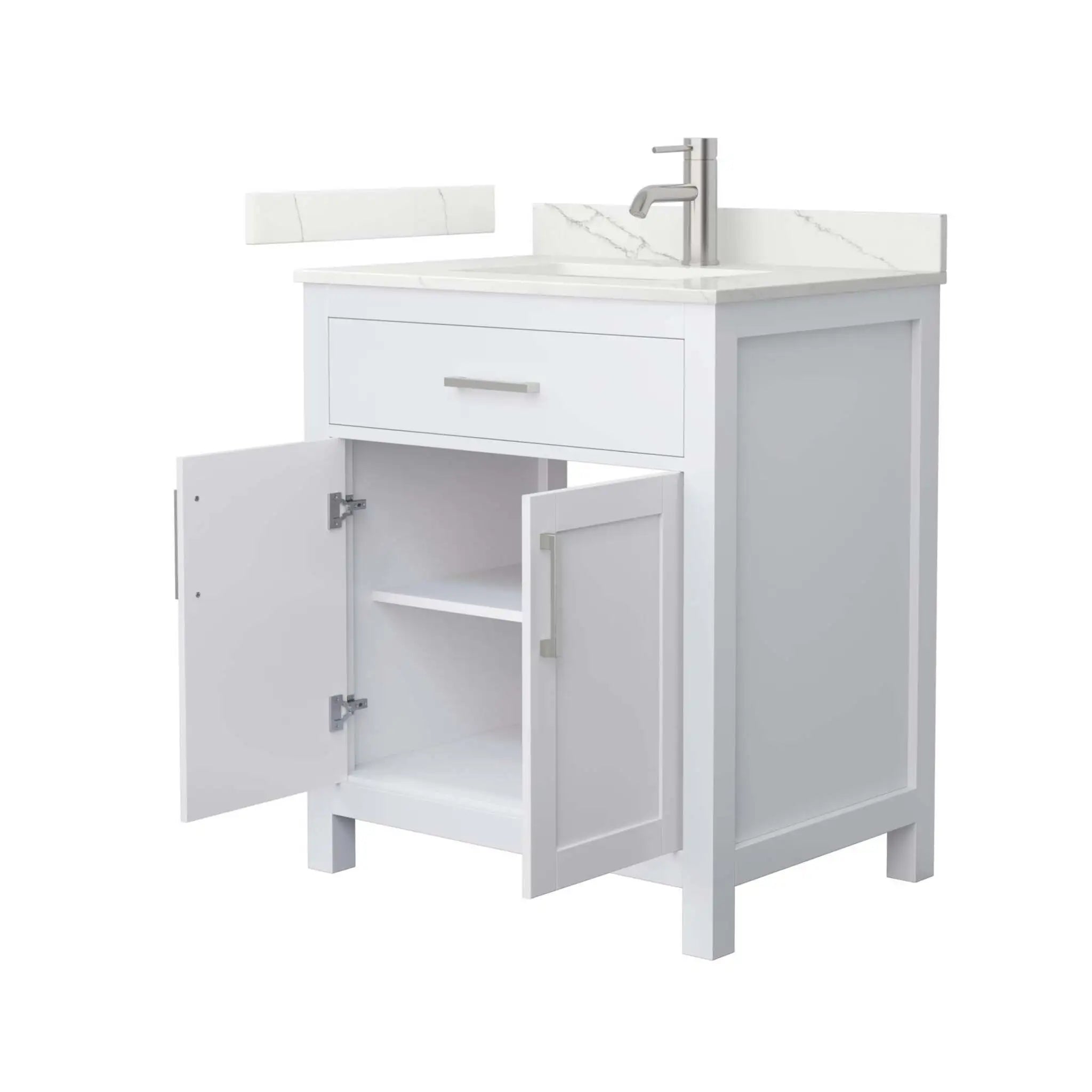 30" Beckett Single Bathroom Vanity in White with Brushed Nickel Trim by Wyndham