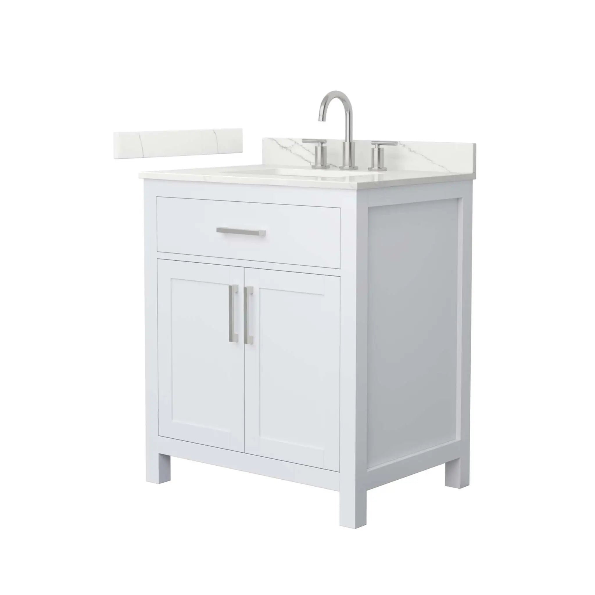 30" Beckett Single Bathroom Vanity in White with Brushed Nickel Trim by Wyndham