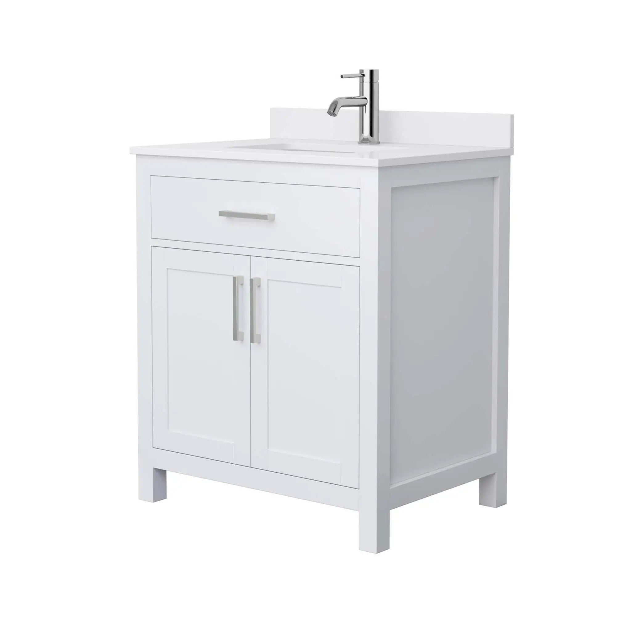 30" Beckett Single Bathroom Vanity in White with Brushed Nickel Trim by Wyndham