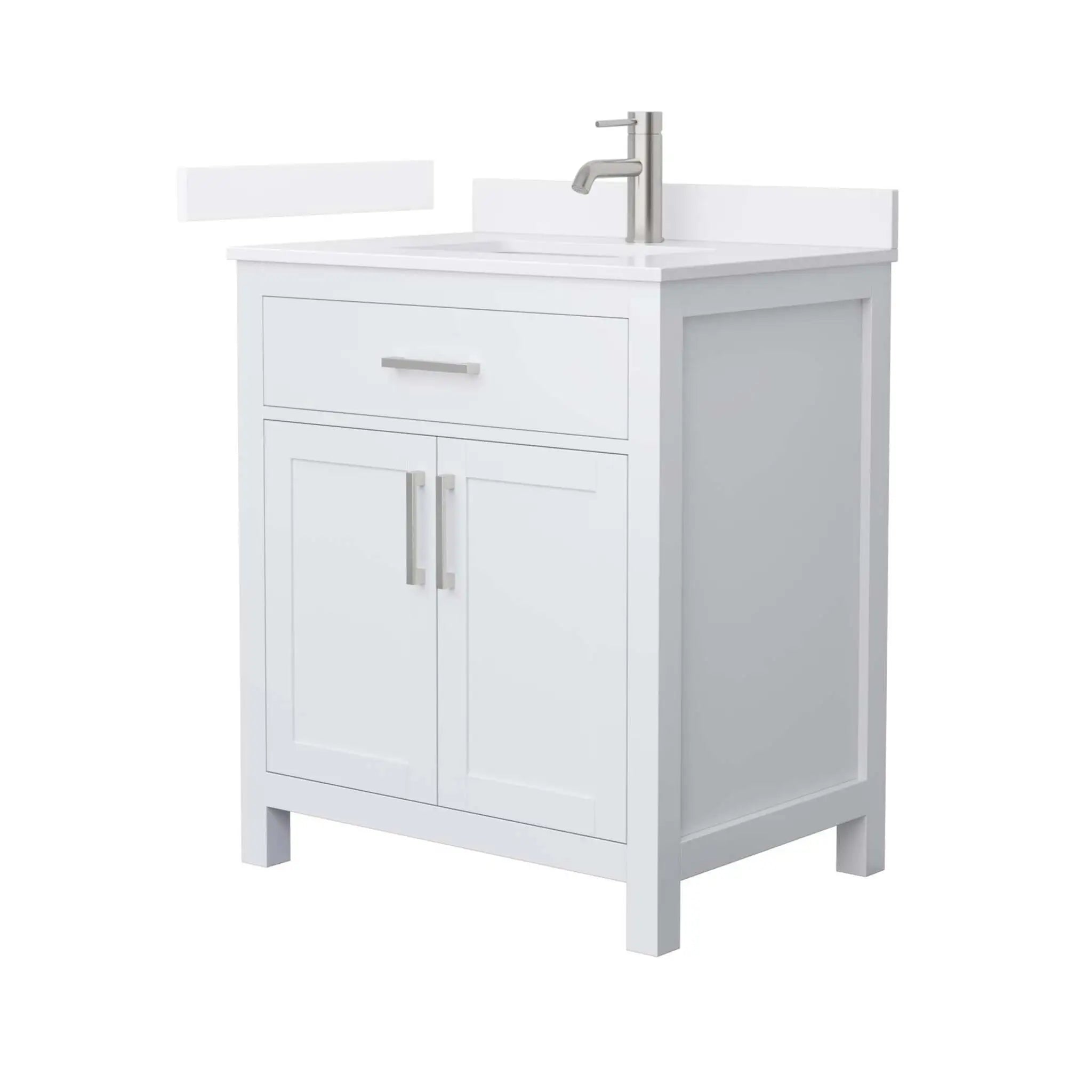 30" Beckett Single Bathroom Vanity in White with Brushed Nickel Trim by Wyndham