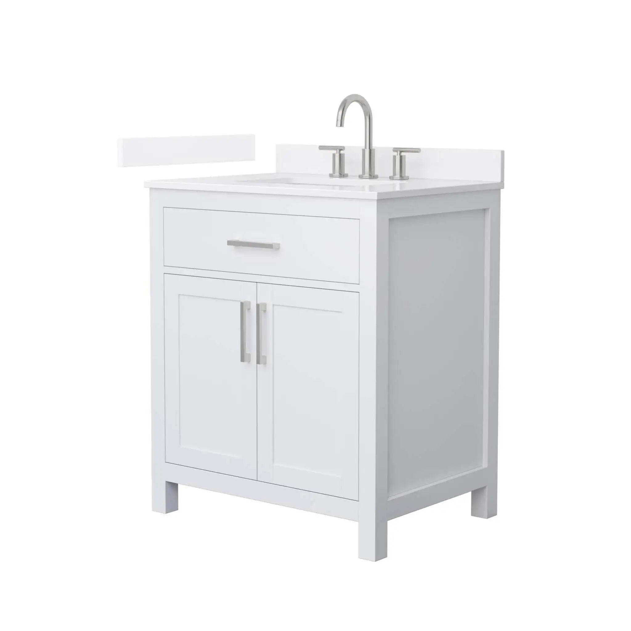 30" Beckett Single Bathroom Vanity in White with Brushed Nickel Trim by Wyndham