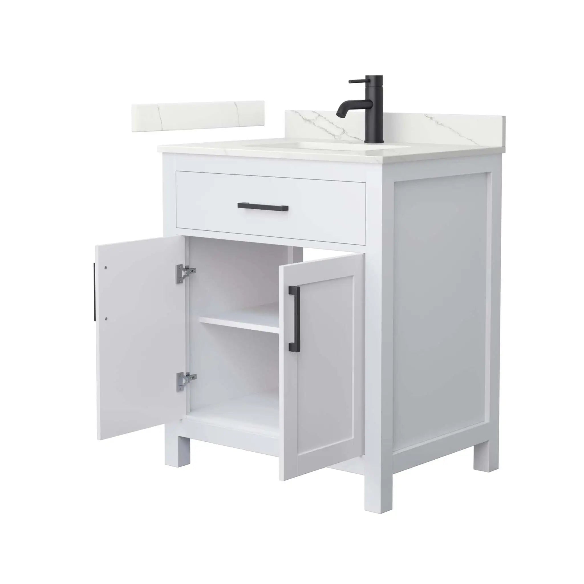 30" Beckett Single Bathroom Vanity in White with Matte Black Trim by Wyndham