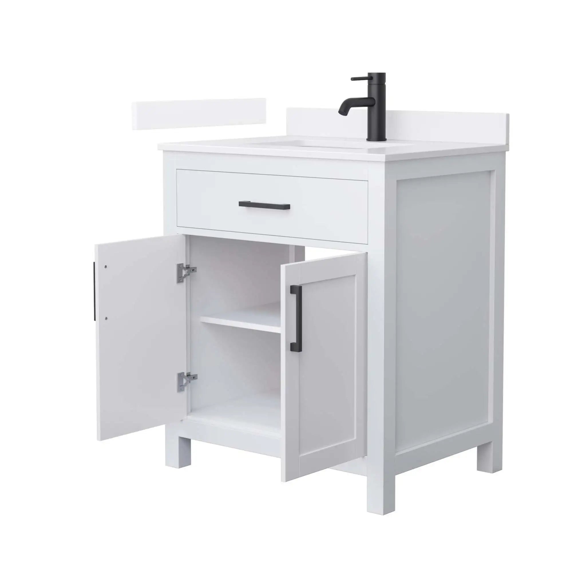 30" Beckett Single Bathroom Vanity in White with Matte Black Trim by Wyndham