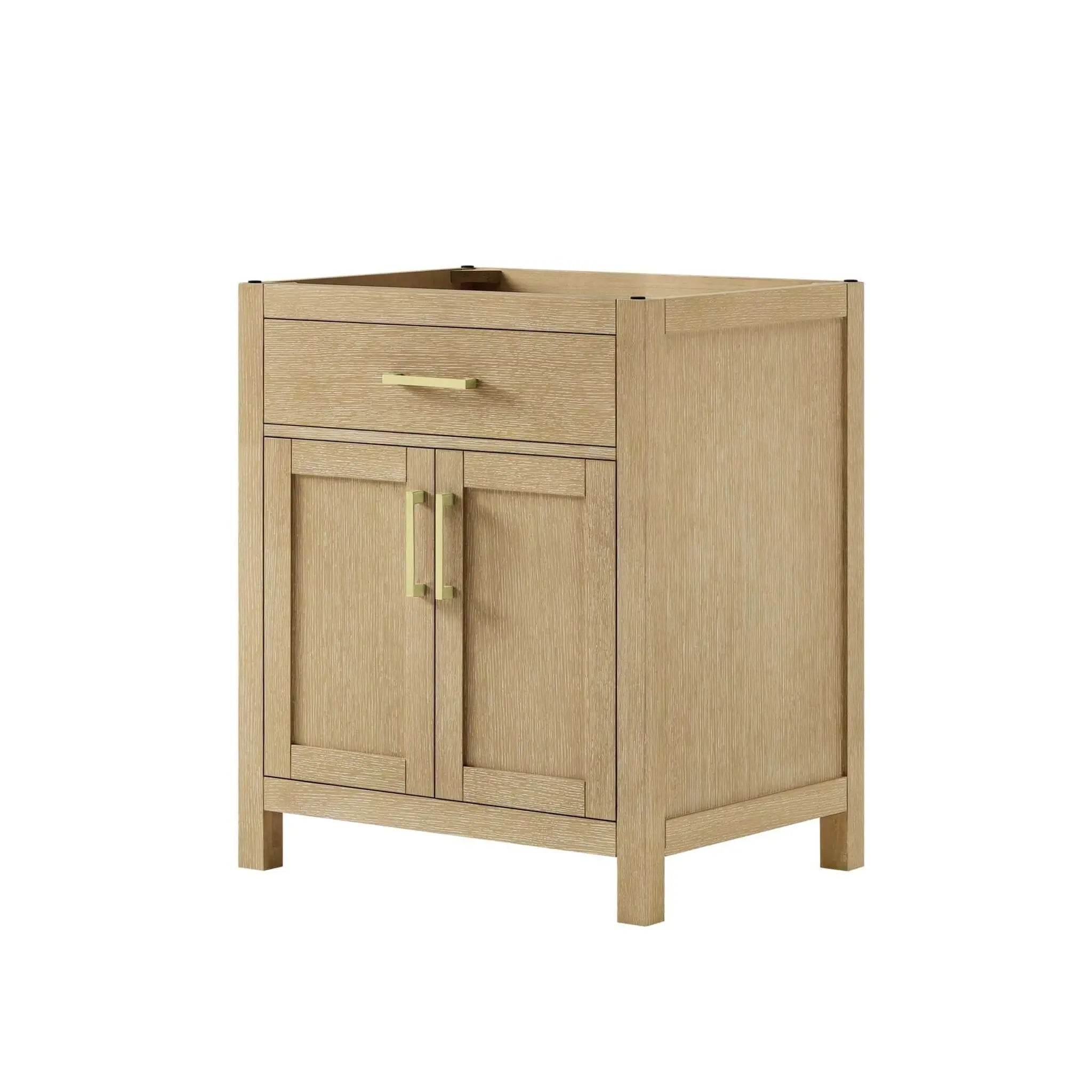 30" Beckett Single Bathroom Vanity in Whitewashed Oak with Brushed Gold Trim by Wyndham