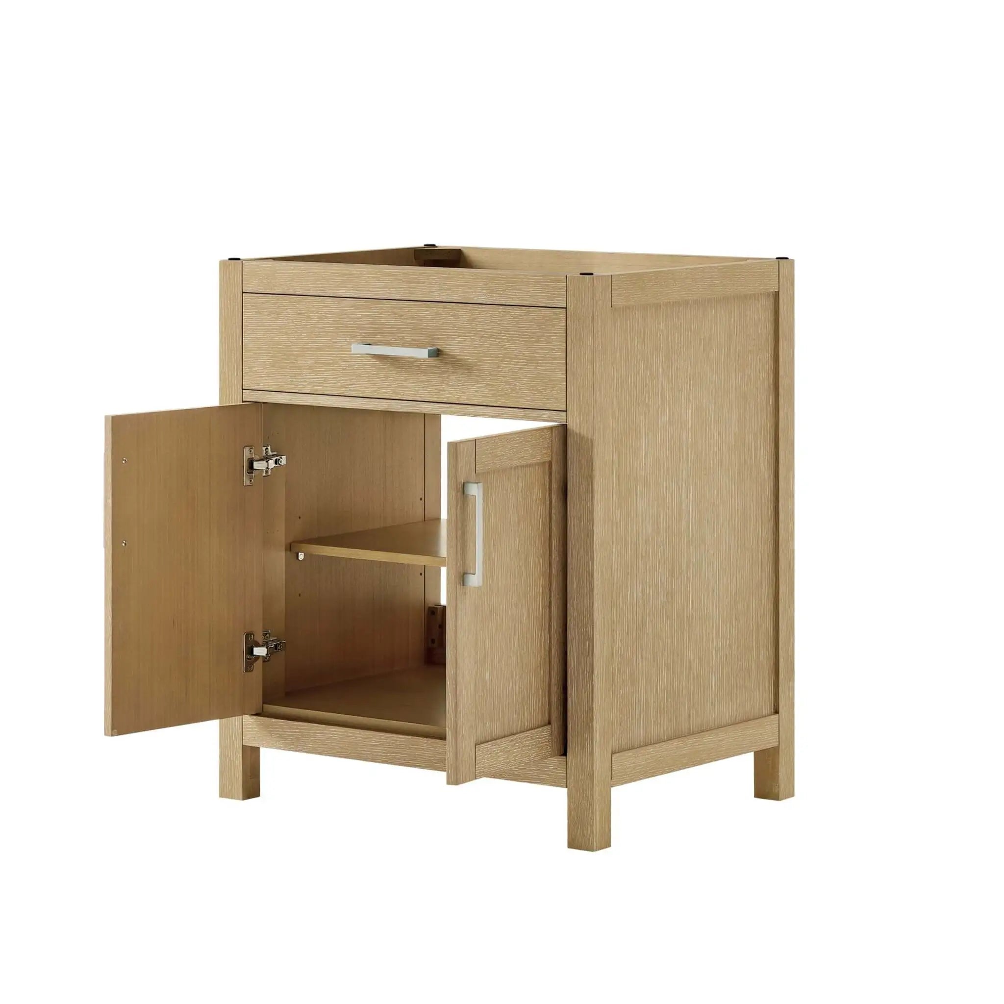 30" Beckett Single Bathroom Vanity in Whitewashed Oak with Brushed Nickel Trim by Wyndham