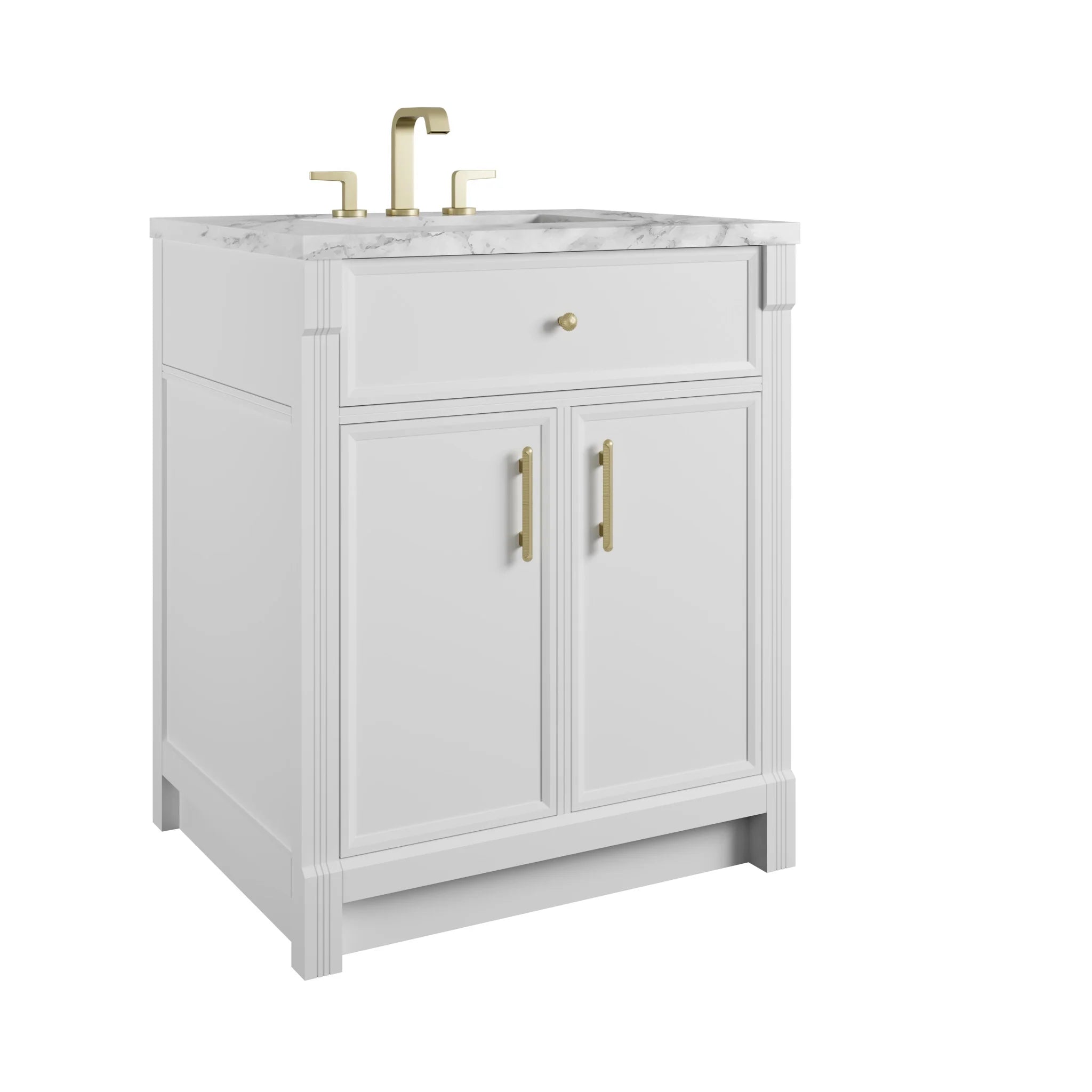 30" Bellshire Single Vanity in Bright White by James Martin Vanities-Carrara White Marble 9