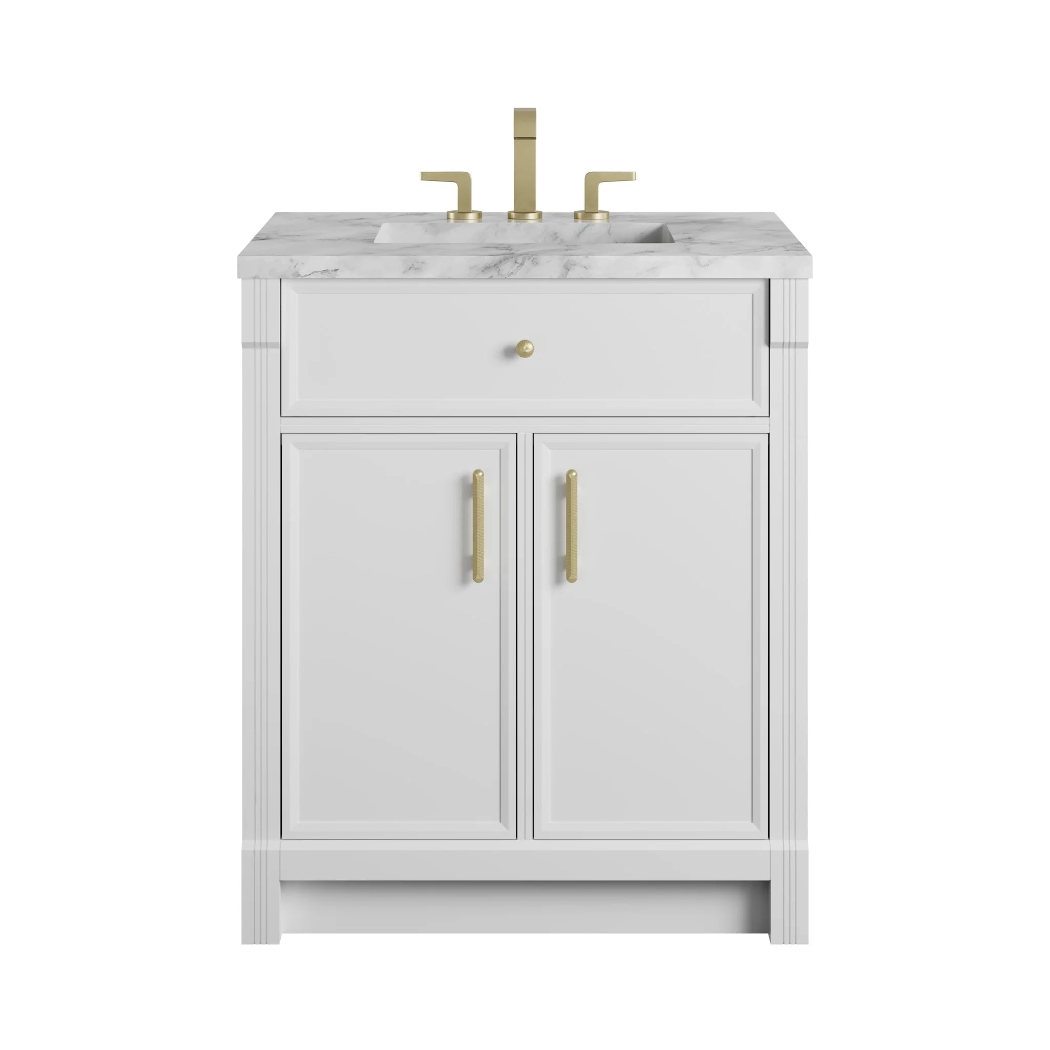 30" Bellshire Single Vanity in Bright White by James Martin Vanities-Carrara White Marble
