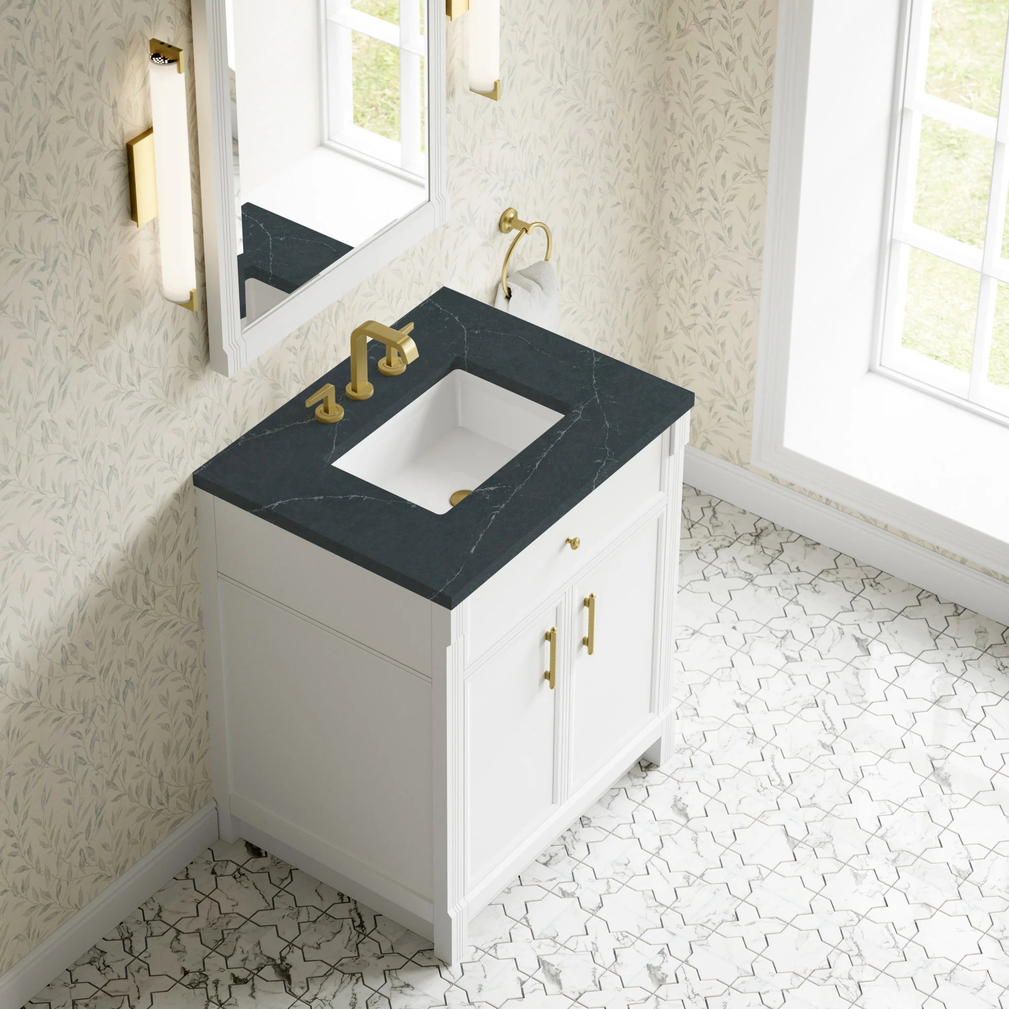 30" Bellshire Single Vanity in Bright White by James Martin Vanities-Charcoal Soapstone Silestone 5