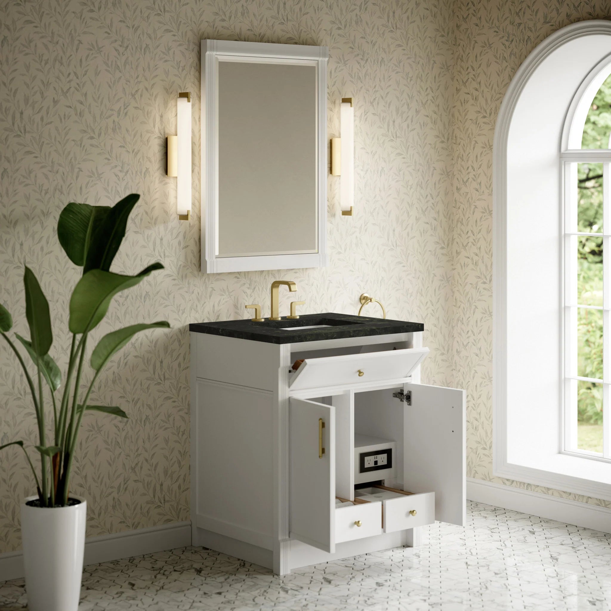 30" Bellshire Single Vanity in Bright White by James Martin Vanities-Phantome Eclos 3