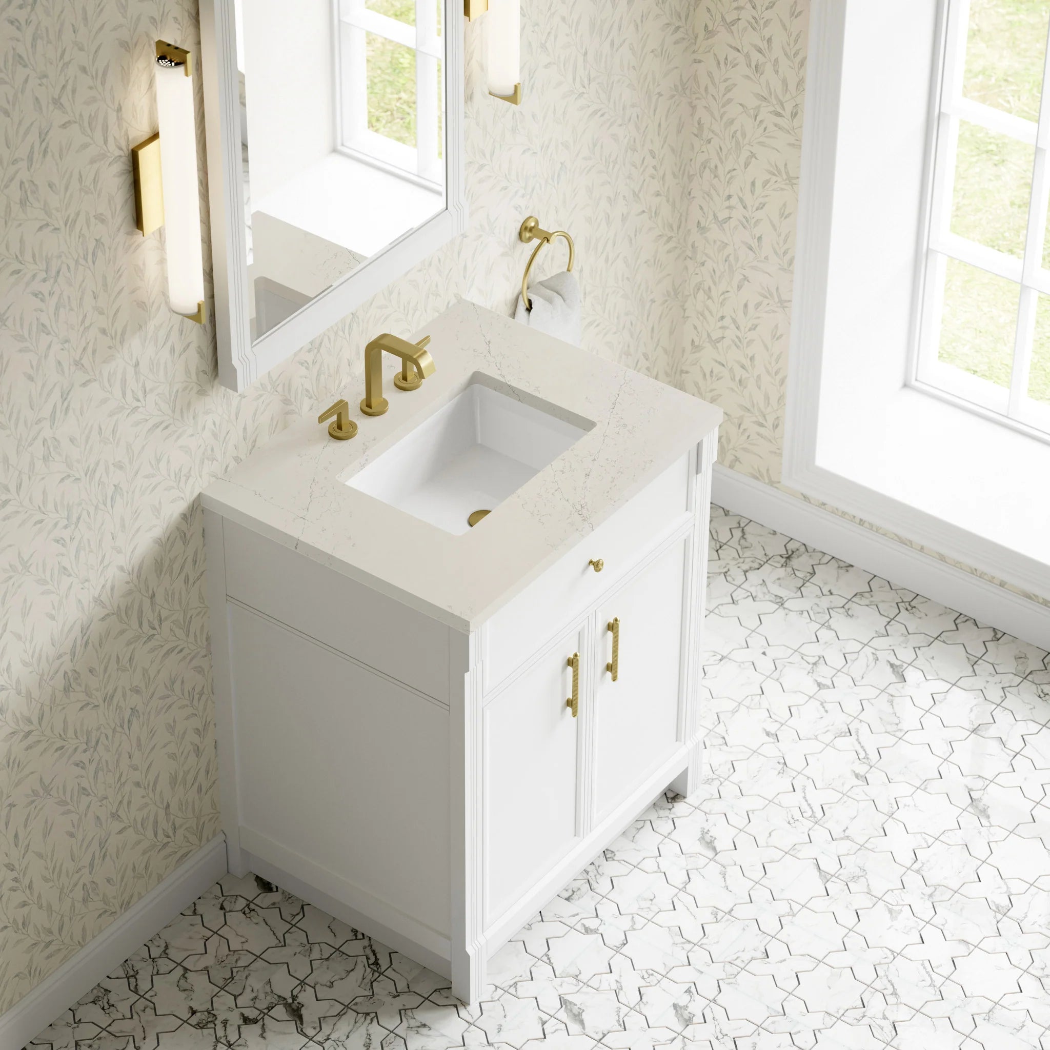 30" Bellshire Single Vanity in Bright White by James Martin Vanities-Siberian Silestone 5