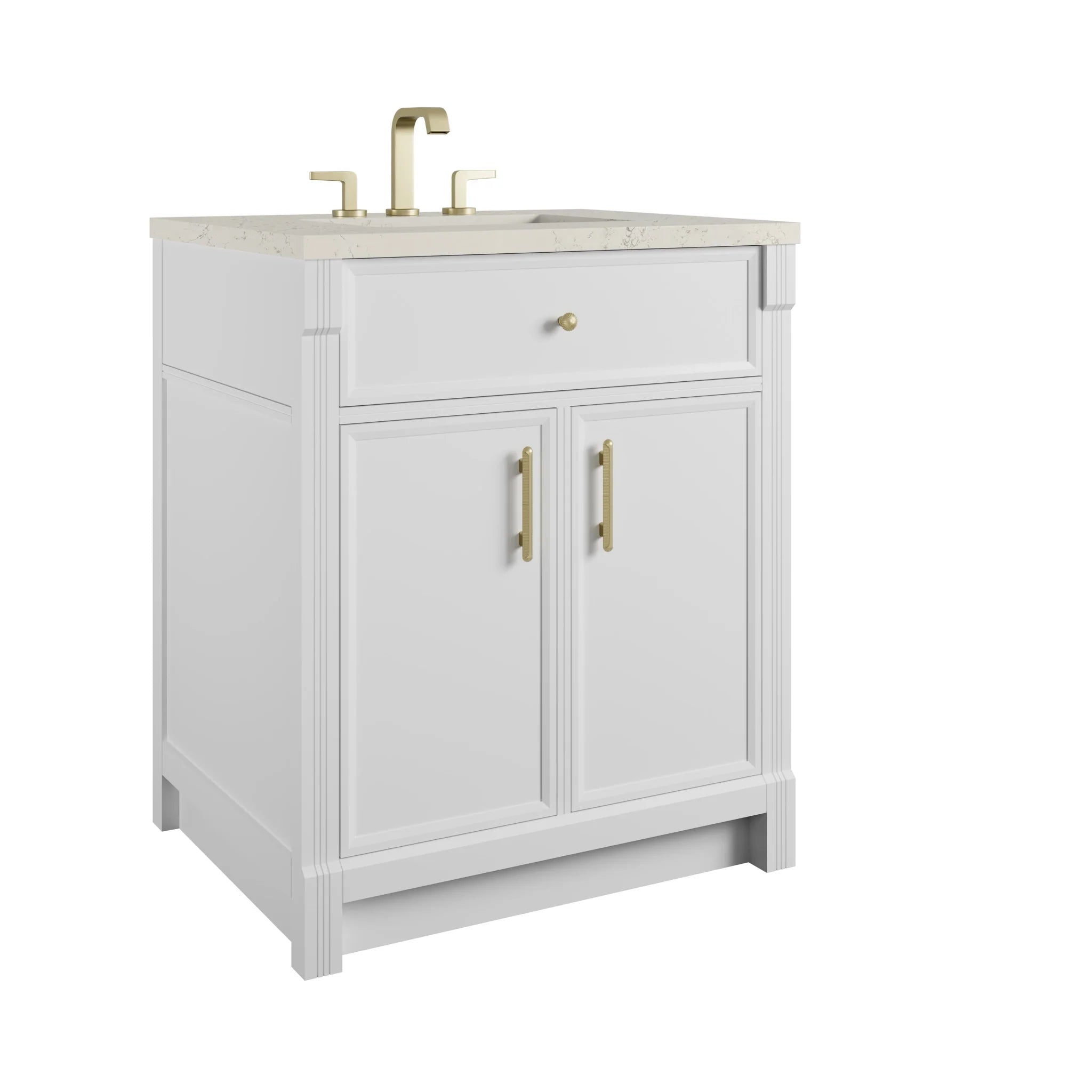30" Bellshire Single Vanity in Bright White by James Martin Vanities-Siberian Silestone 9