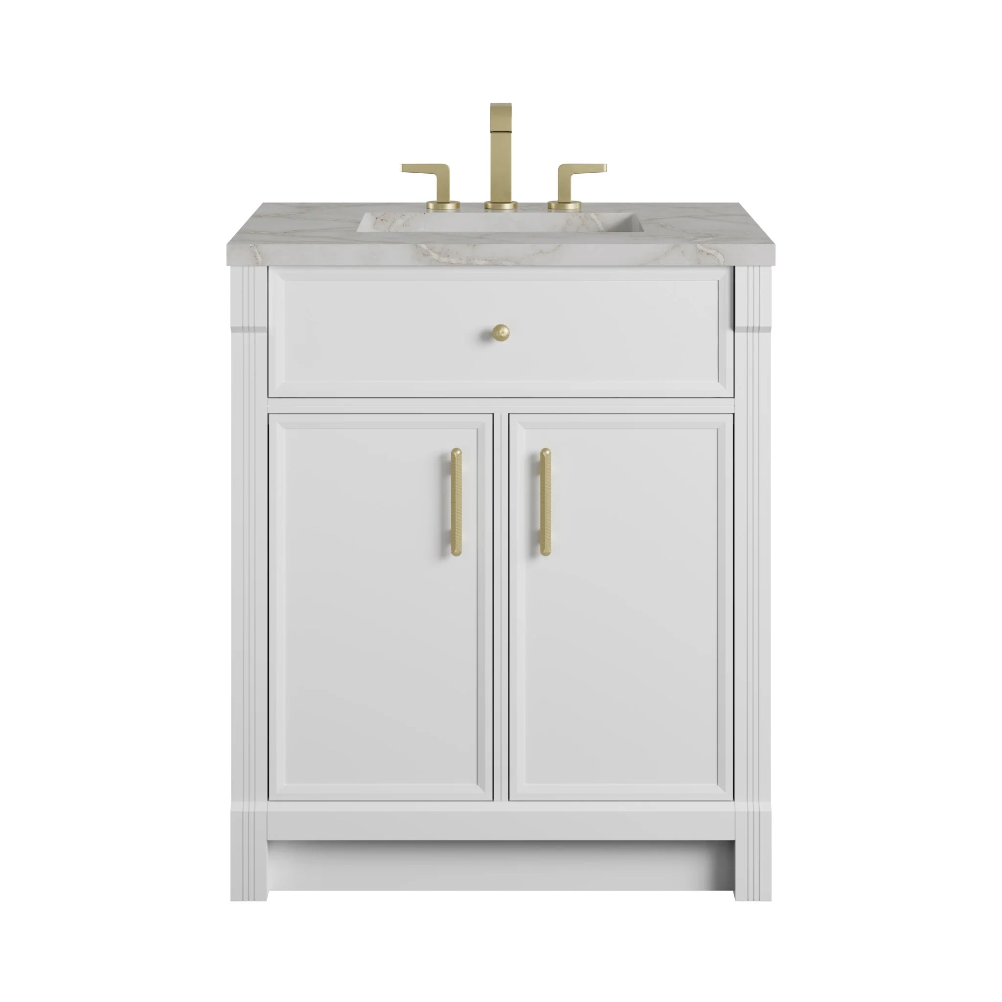 30" Bellshire Single Vanity in Bright White by James Martin Vanities-Victorian Silver Silestone