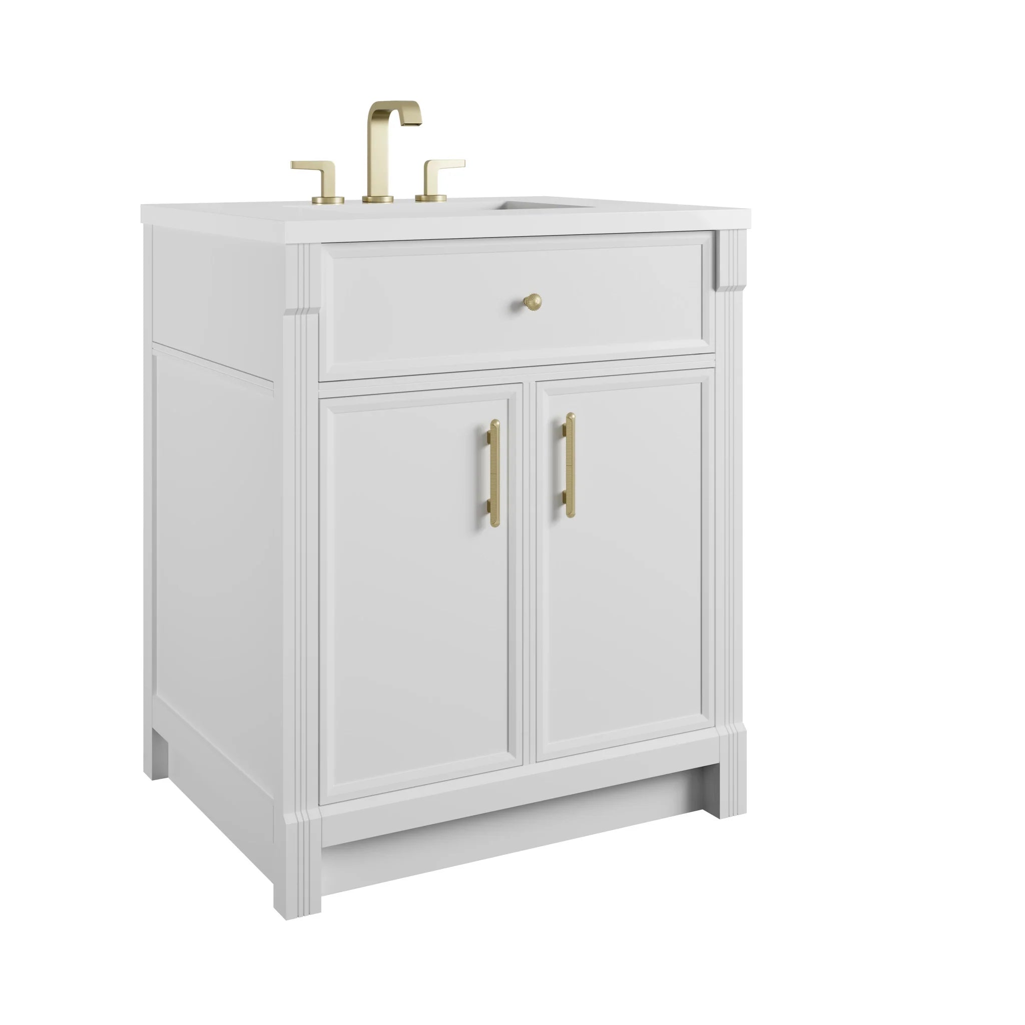 30" Bellshire Single Vanity in Bright White by James Martin Vanities-White Zeus Silestone 12