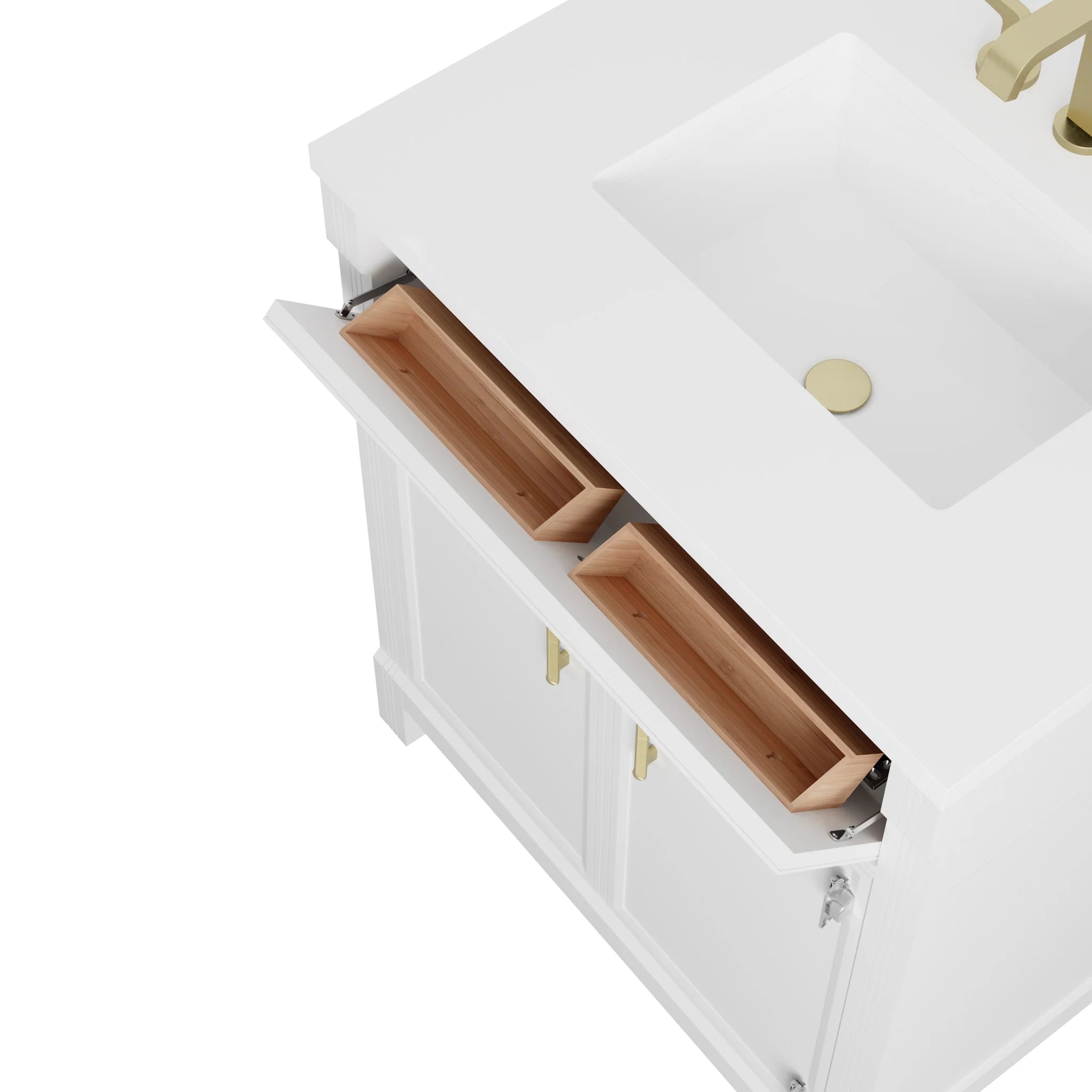 30" Bellshire Single Vanity in Bright White by James Martin Vanities-White Zeus Silestone 17