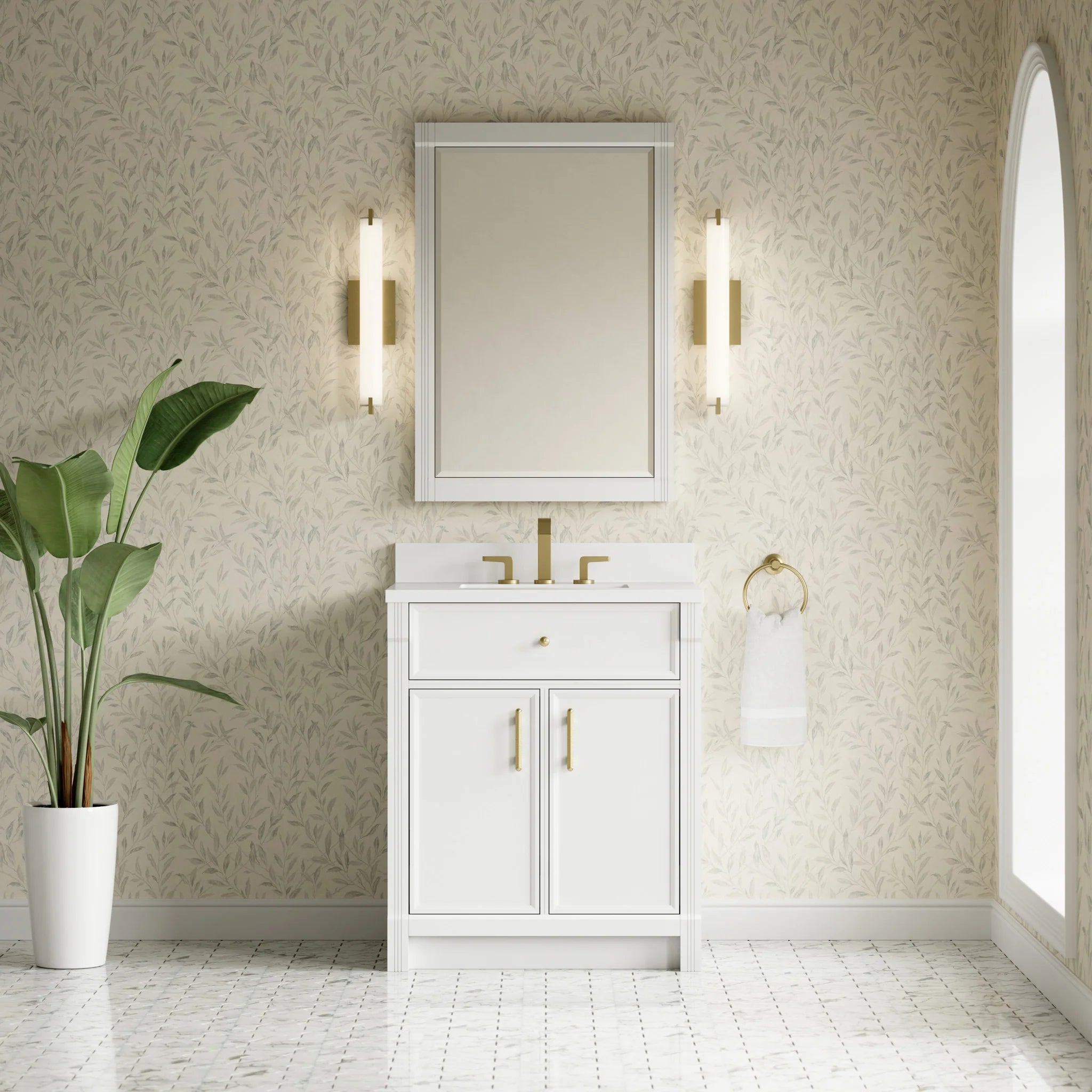 30" Bellshire Single Vanity in Bright White by James Martin Vanities-White Zeus Silestone 3